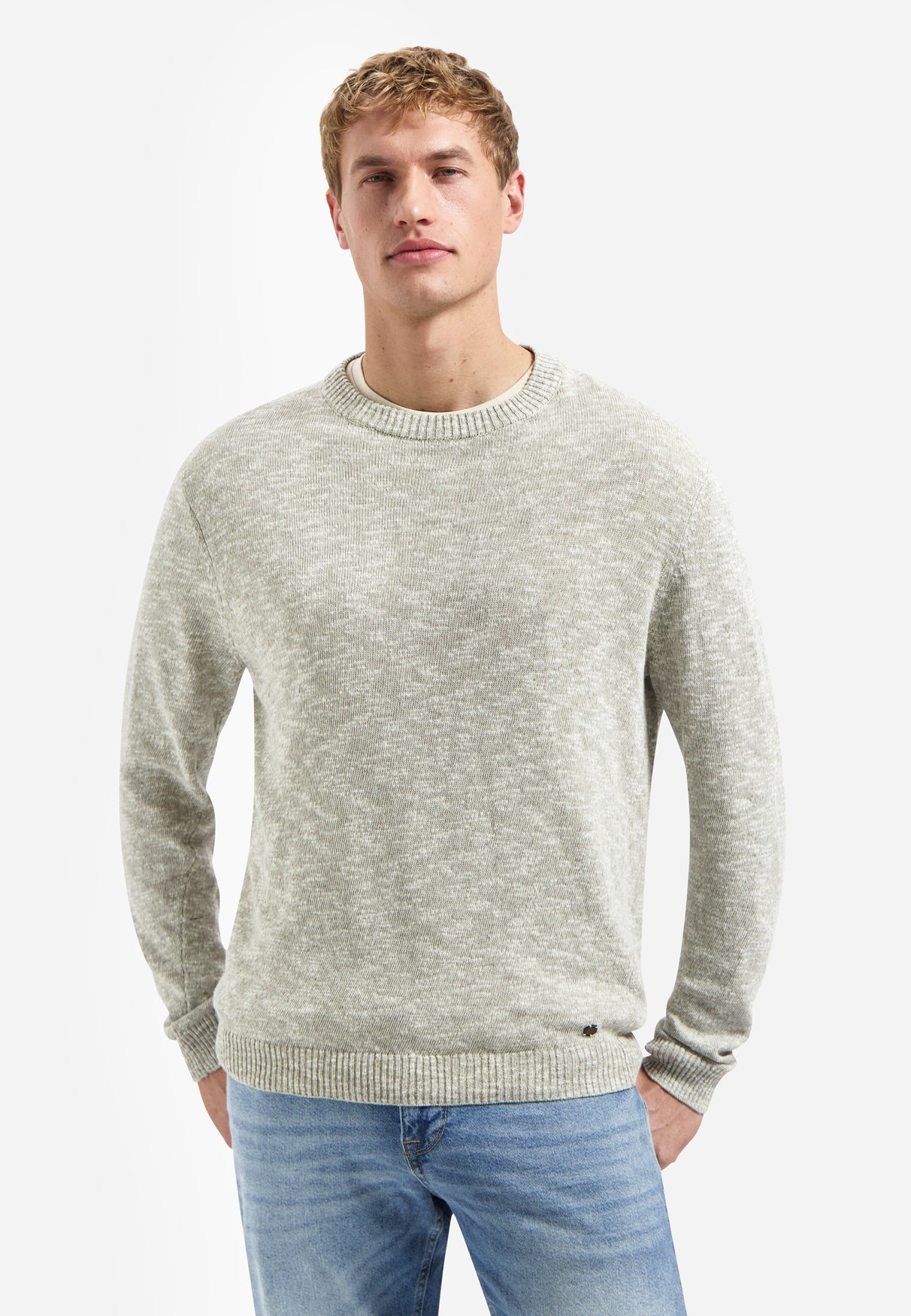 Mélange slub sweater | Taupe