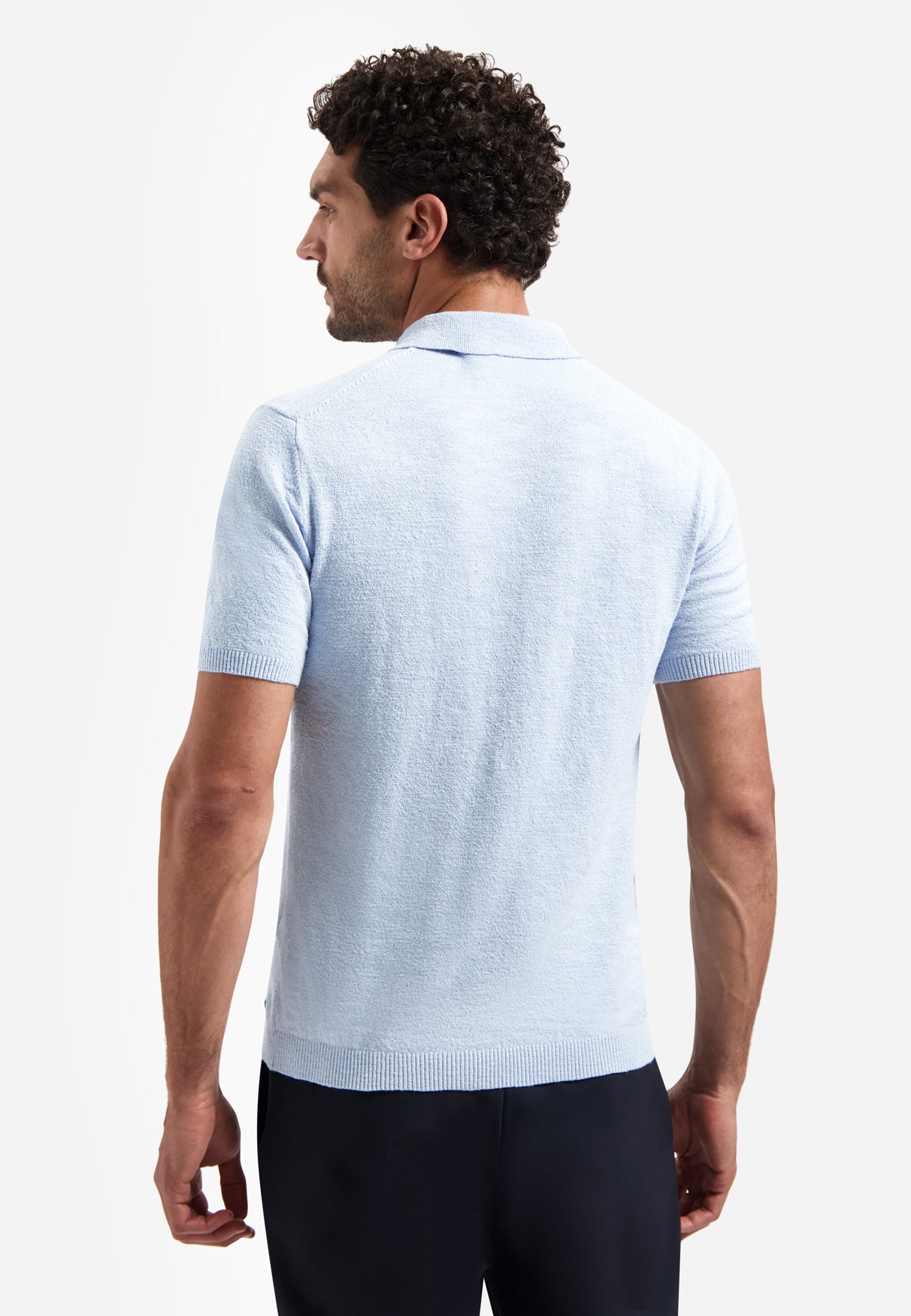 Knitted polo shirt with zip | Blue