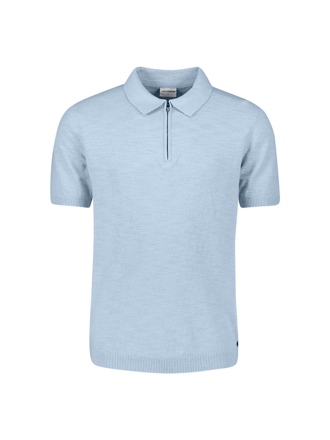 Knitted polo shirt with zip | Blue