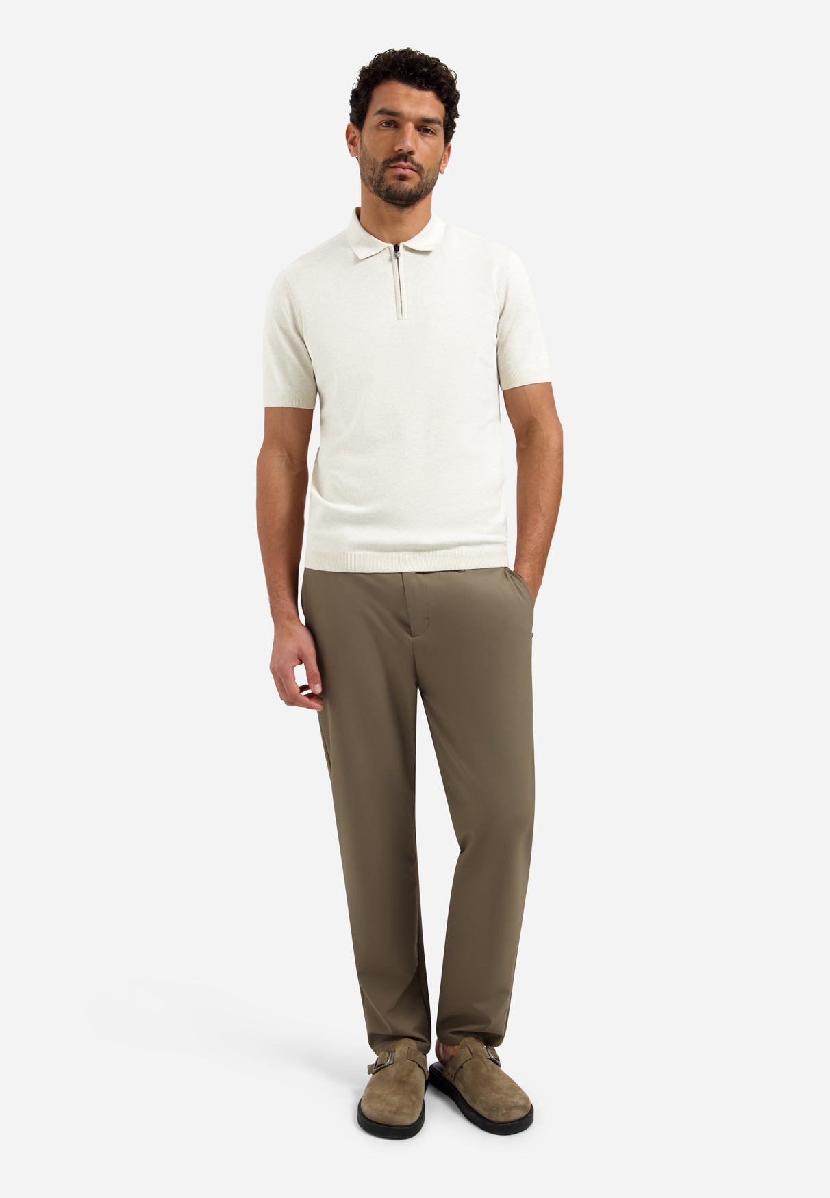 Knitted polo shirt with half-zip | Kit Melange