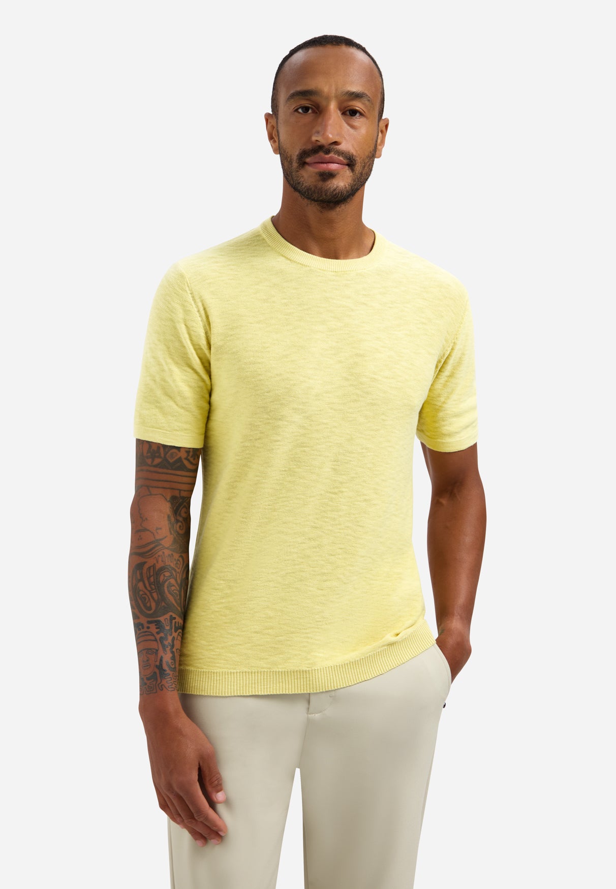 Knitted slub T-shirt | Yellow