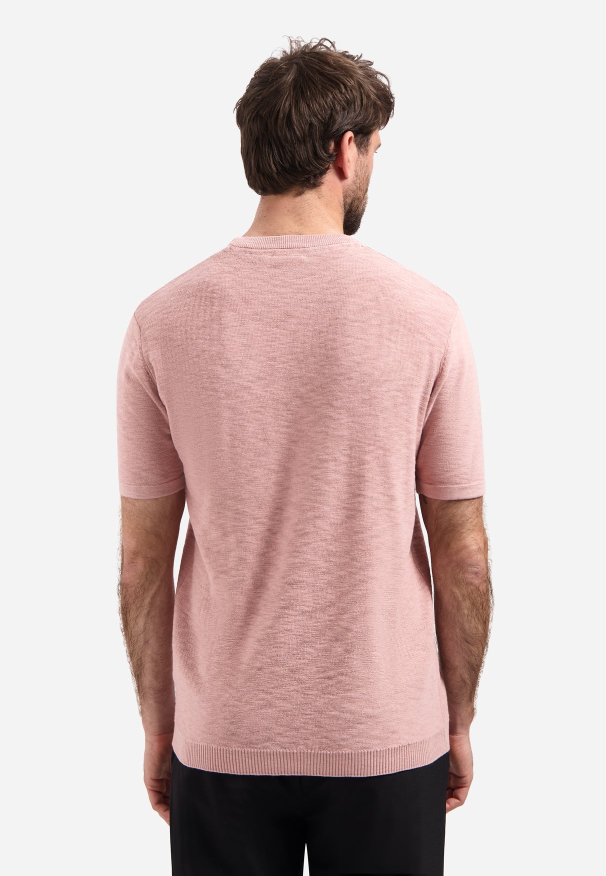 Knitted slub polo shirt with buttons | Light Mauve