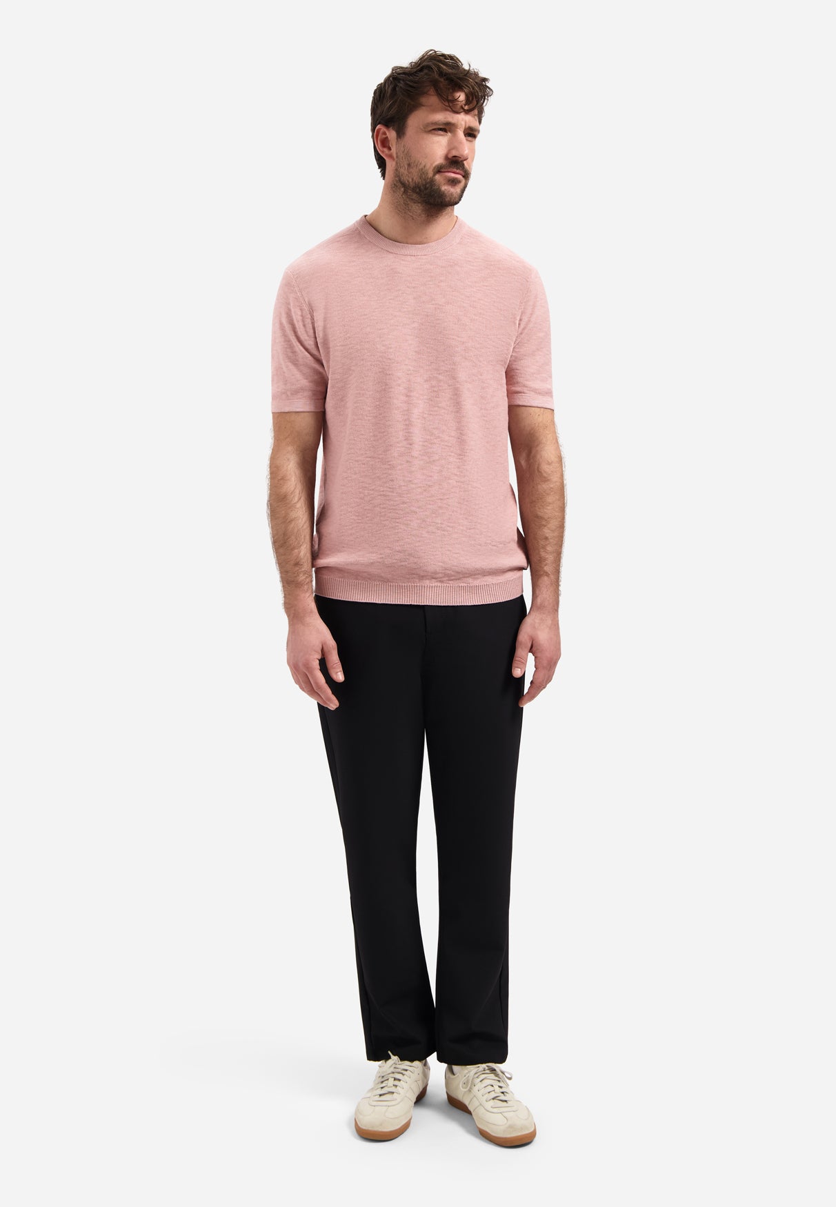 Knitted slub T-shirt | Light Mauve