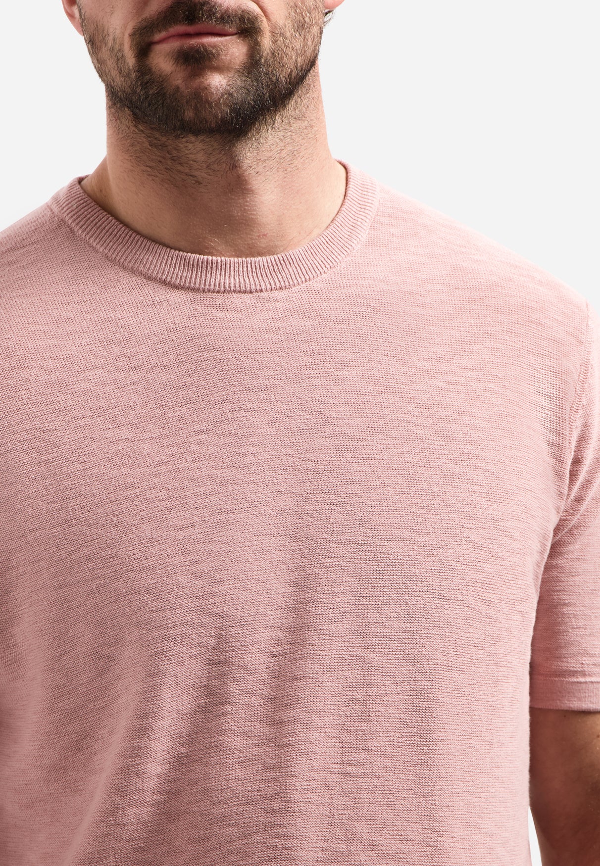 Knitted slub polo shirt with buttons | Light Mauve