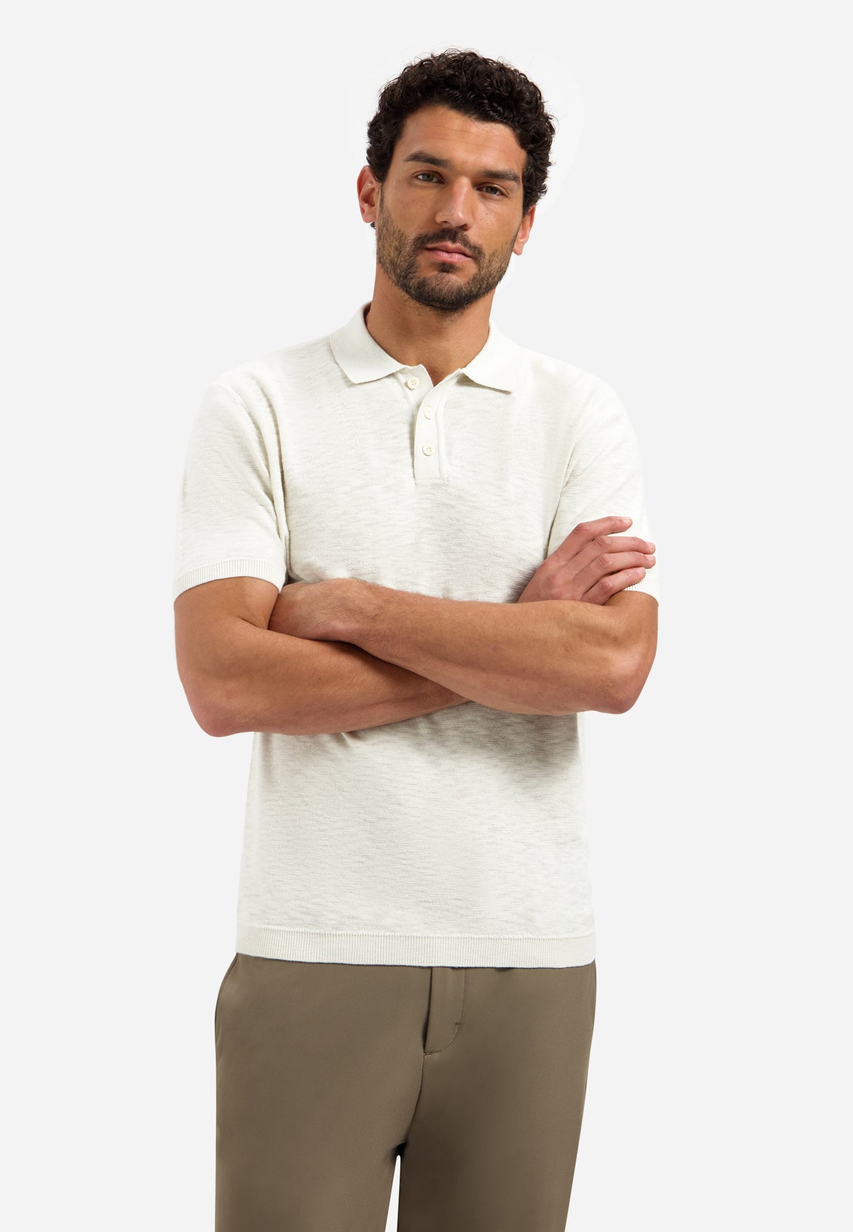 Knitted slub polo shirt with buttons | Kit