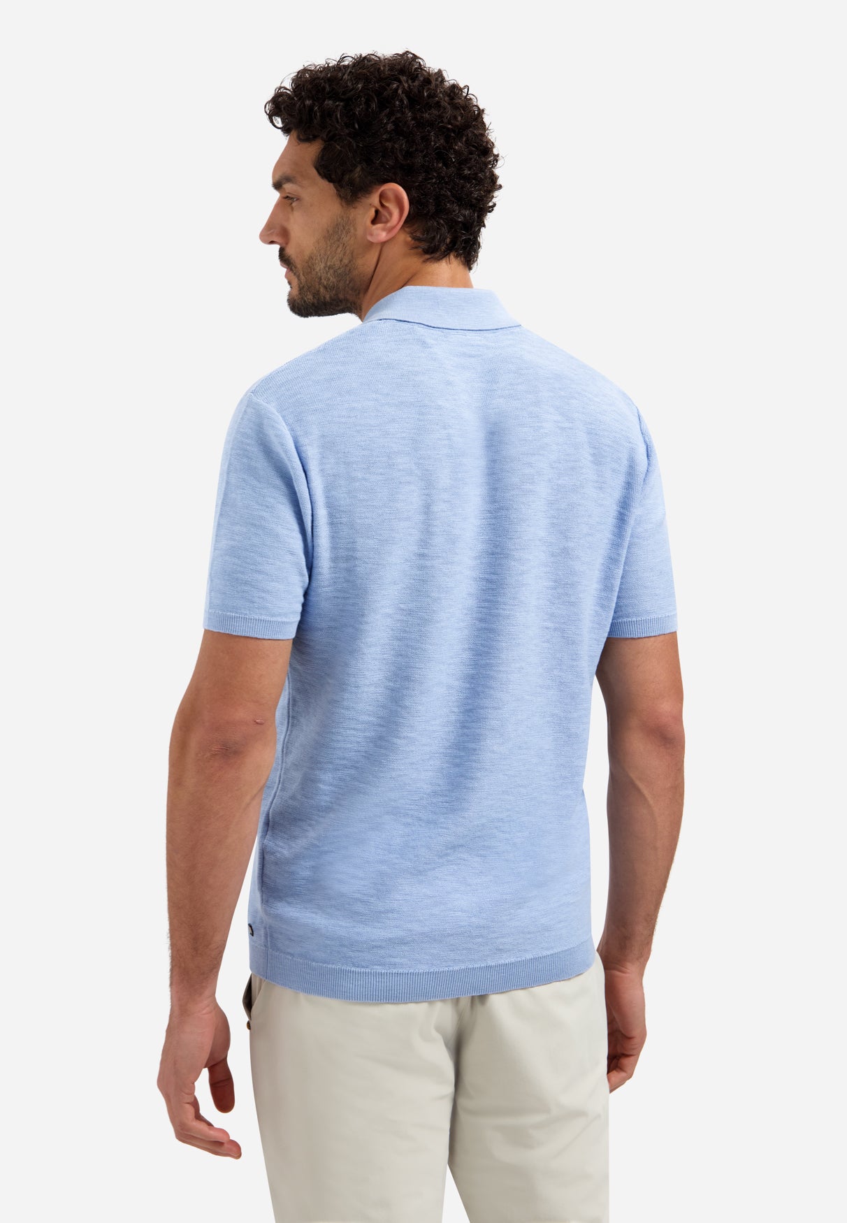 Knitted slub polo shirt with buttons | Blue