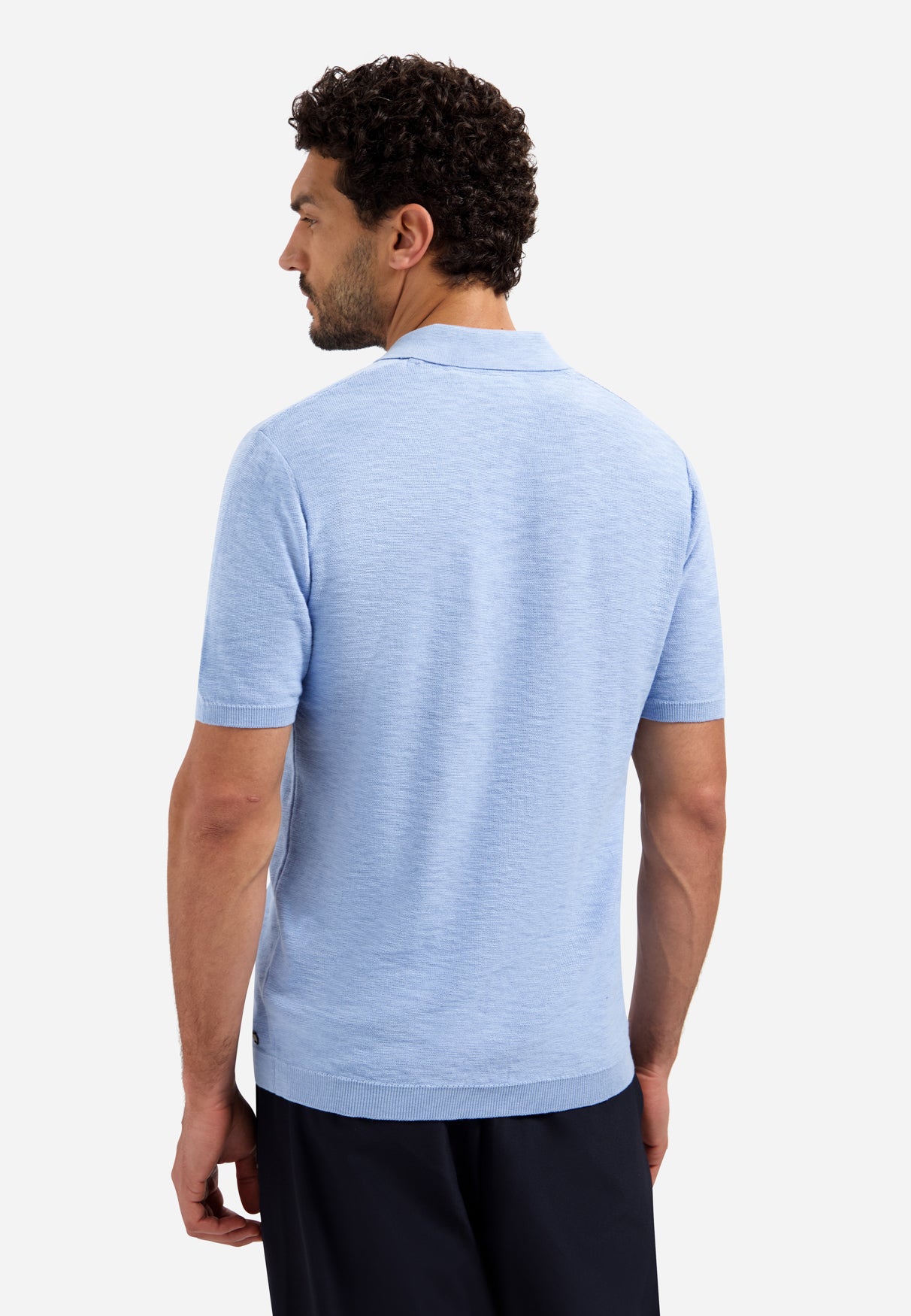 Knitted V-neck polo shirt | Blue
