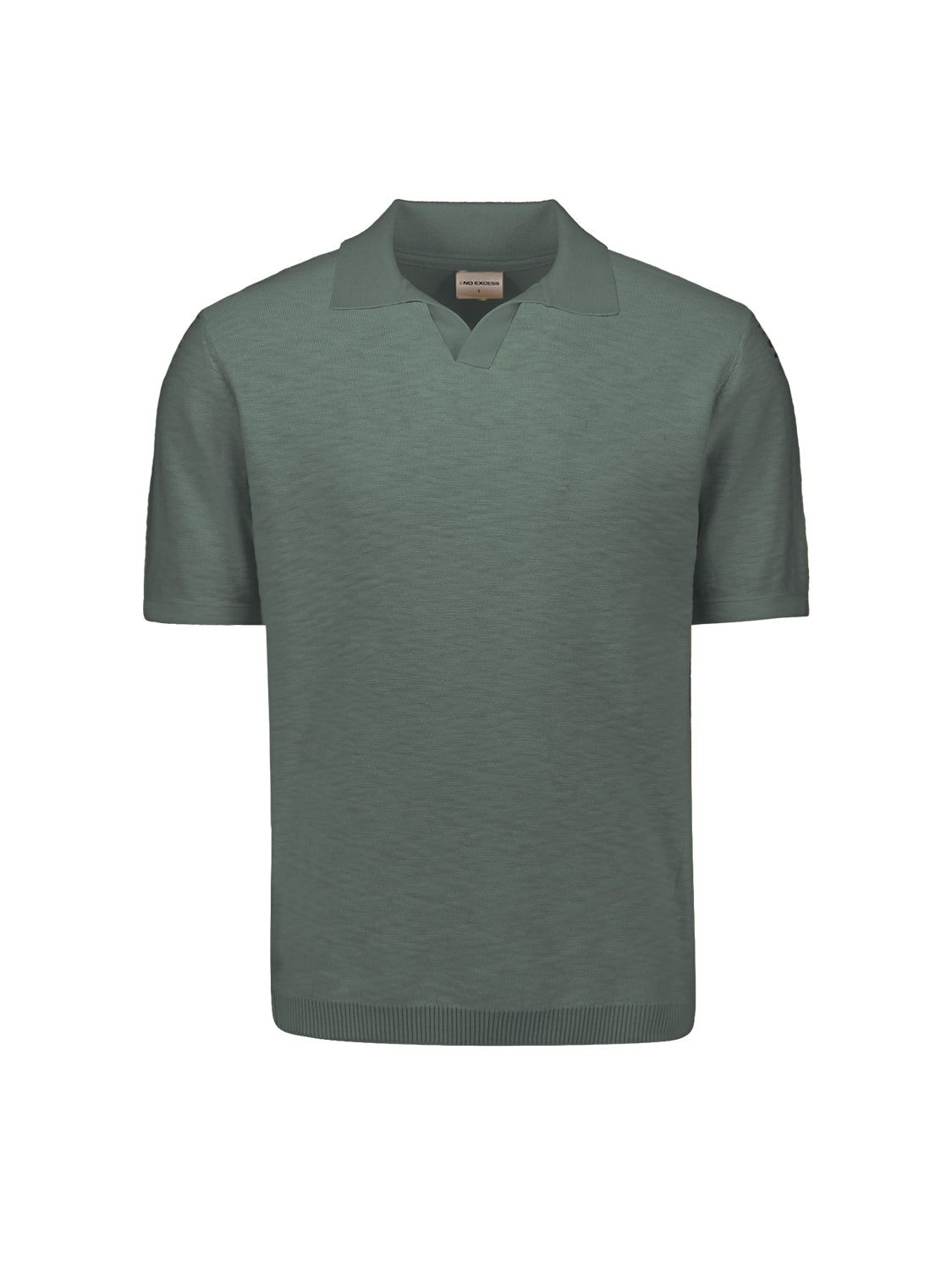 Knitted V-neck polo shirt | Dark Steel