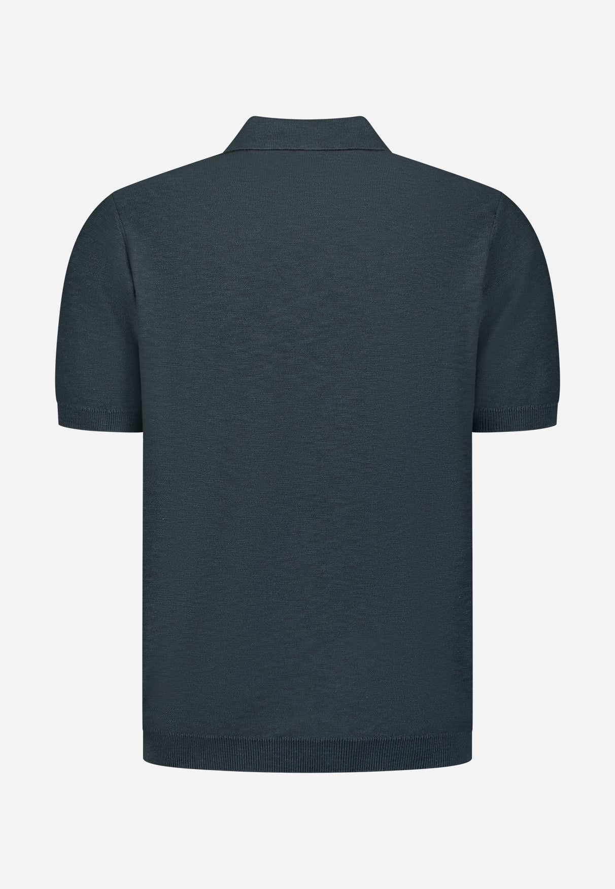 Knitted V-neck polo shirt | Dark Steel