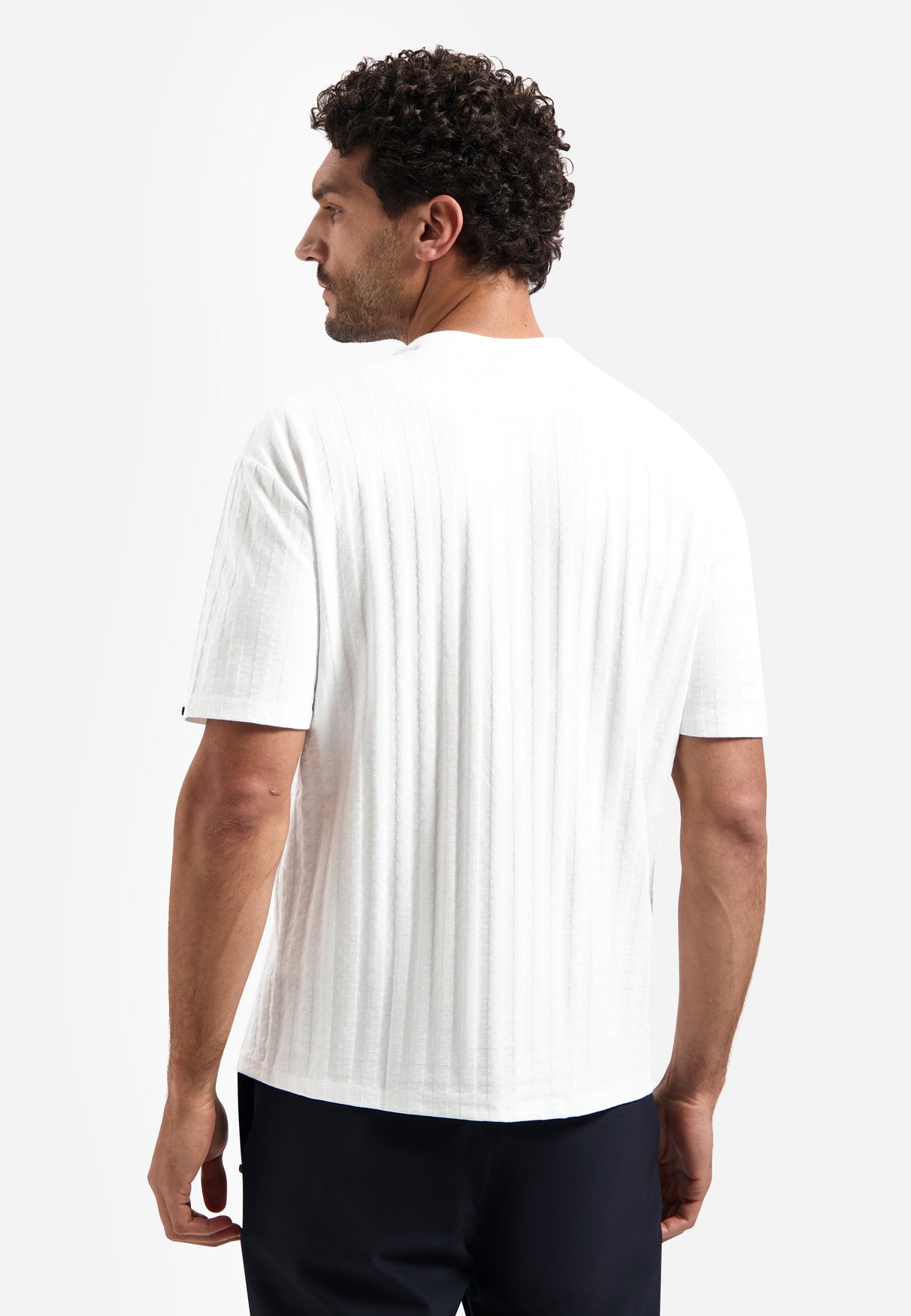 Plain T-shirt with relief texture | White