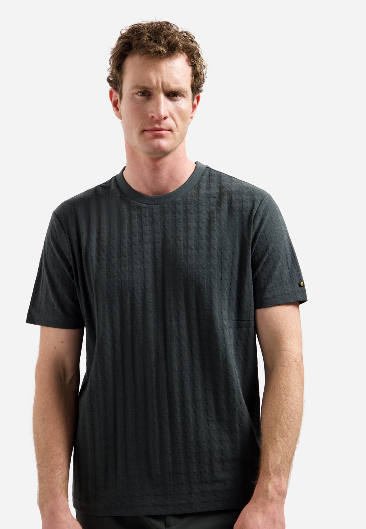 Plain T-shirt with relief texture | Dark Steel