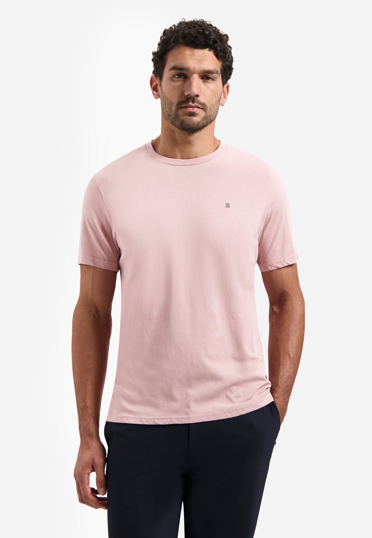Basic plain T-shirt with round neck | Light Mauve