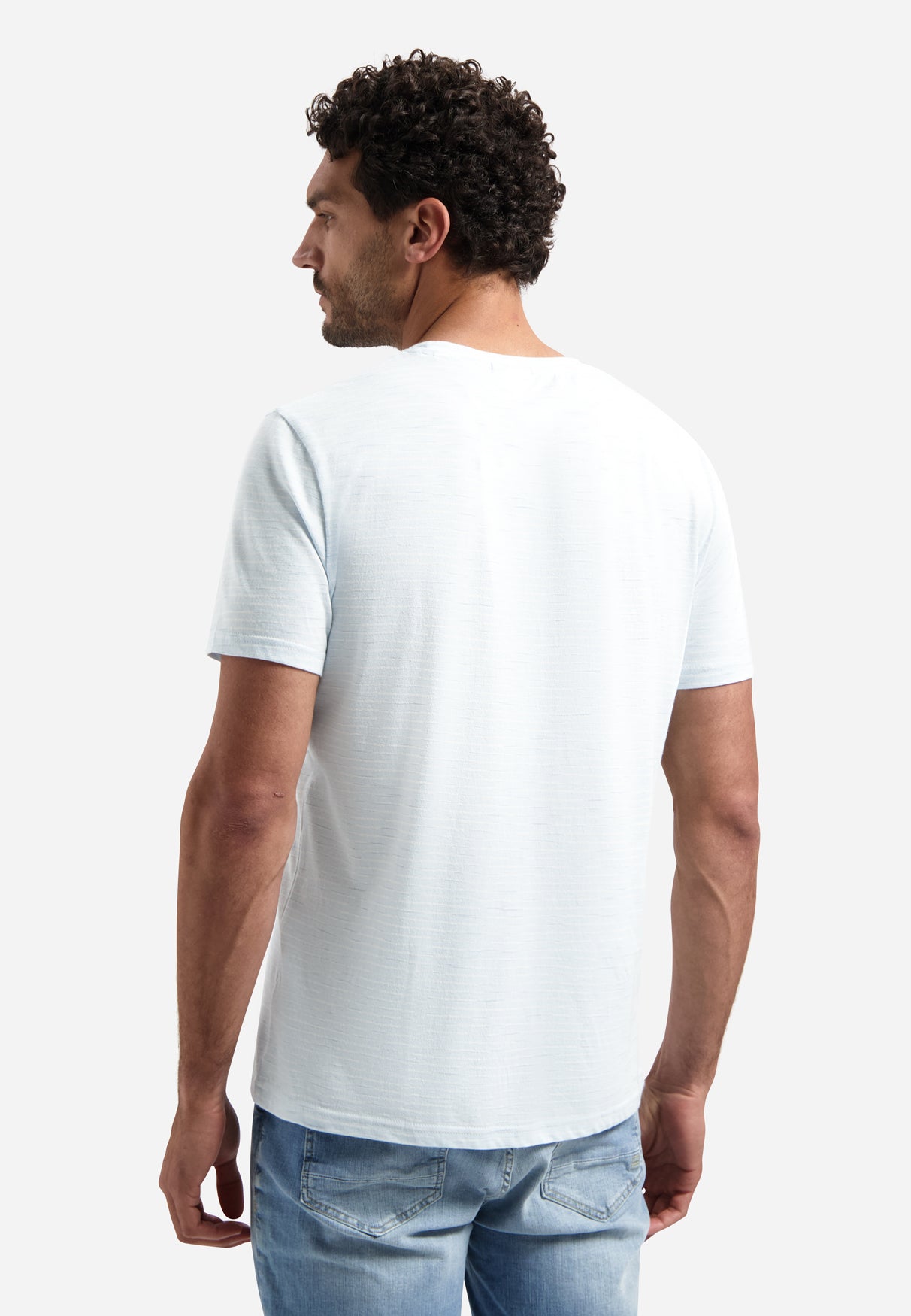 Striped T-shirt with round neck | Sky