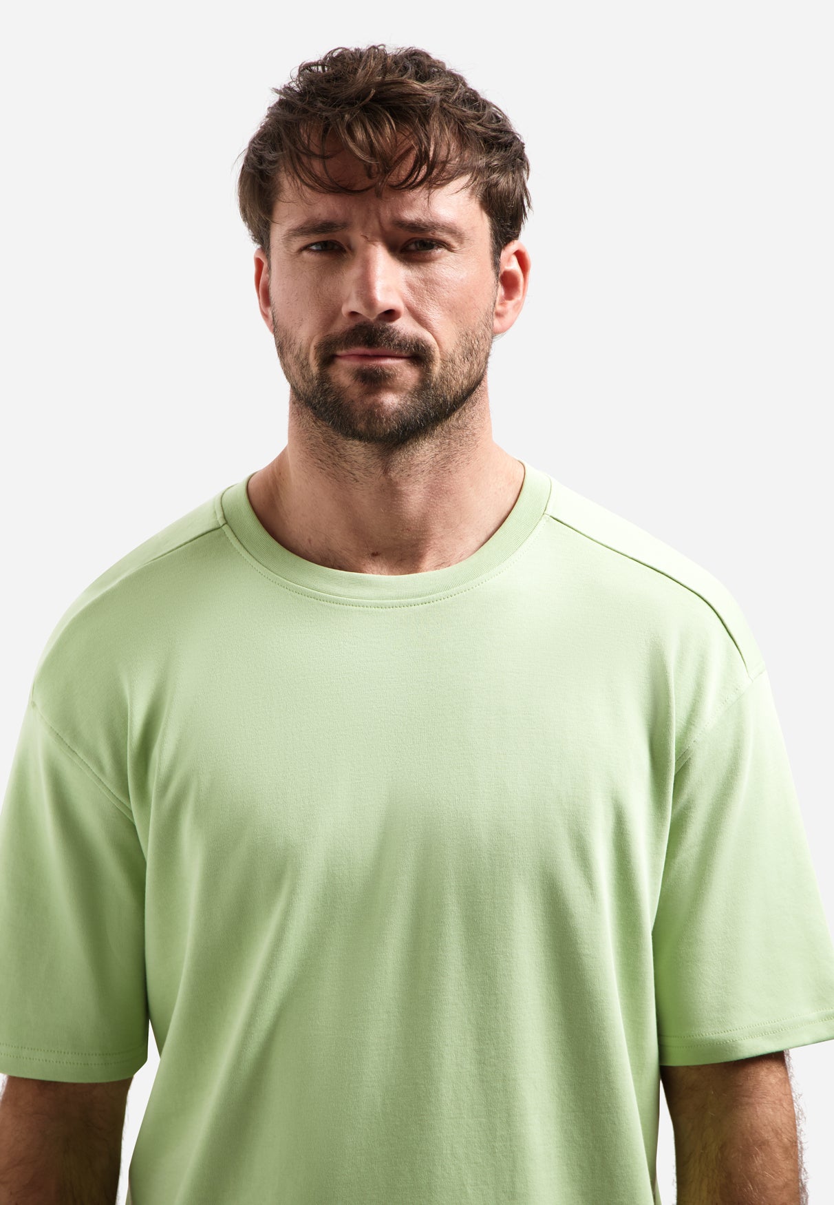 Interlock T-shirt with round neck. | Green