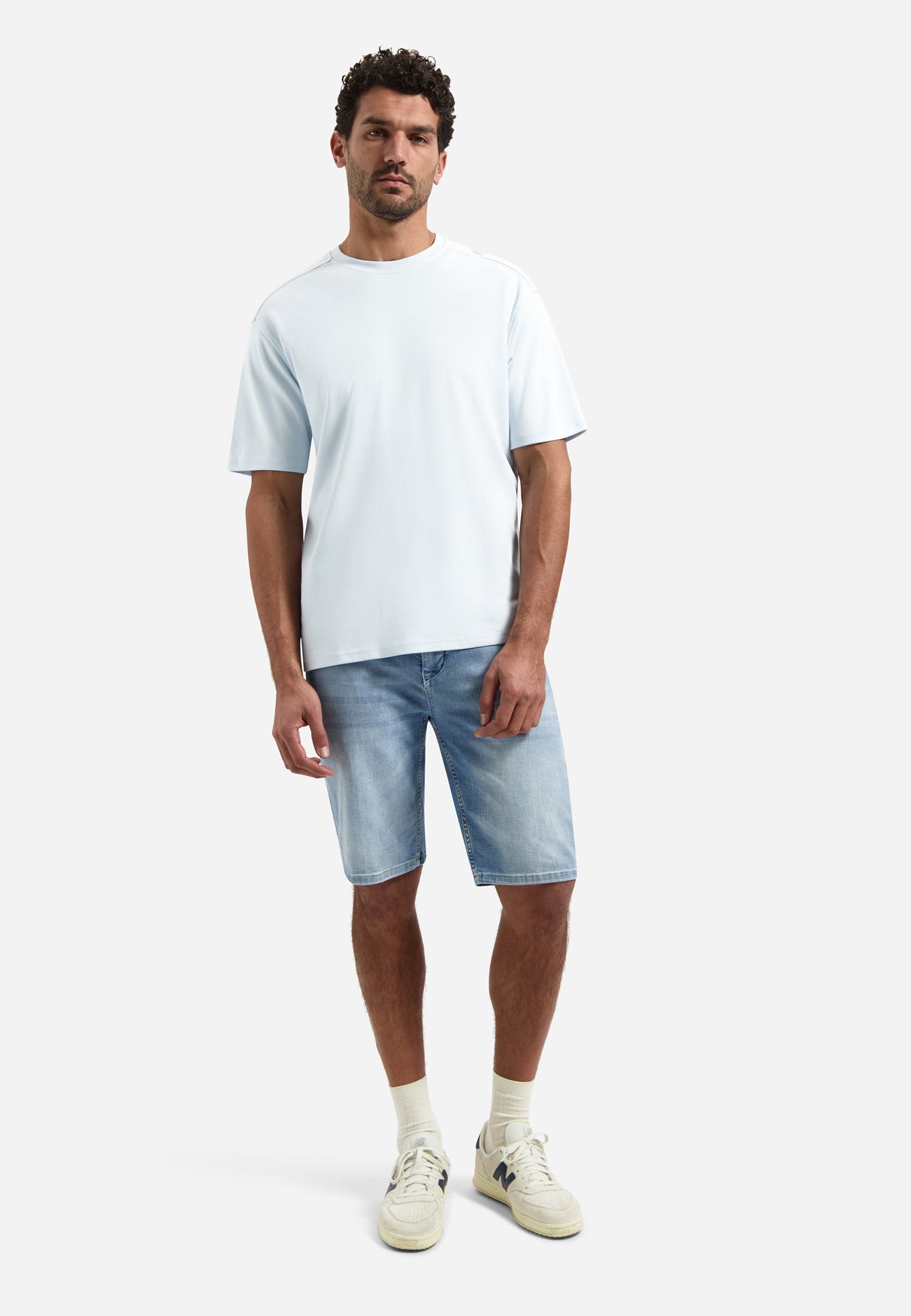 Interlock T-shirt with round neck. | Sky