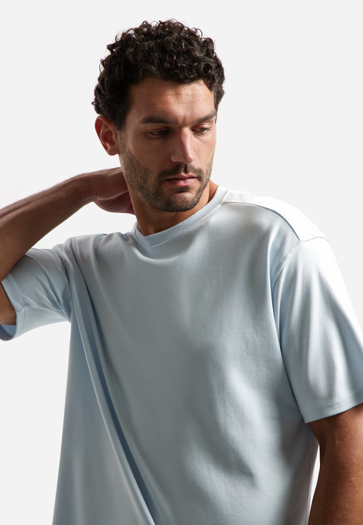 Interlock T-shirt with round neck. | Sky