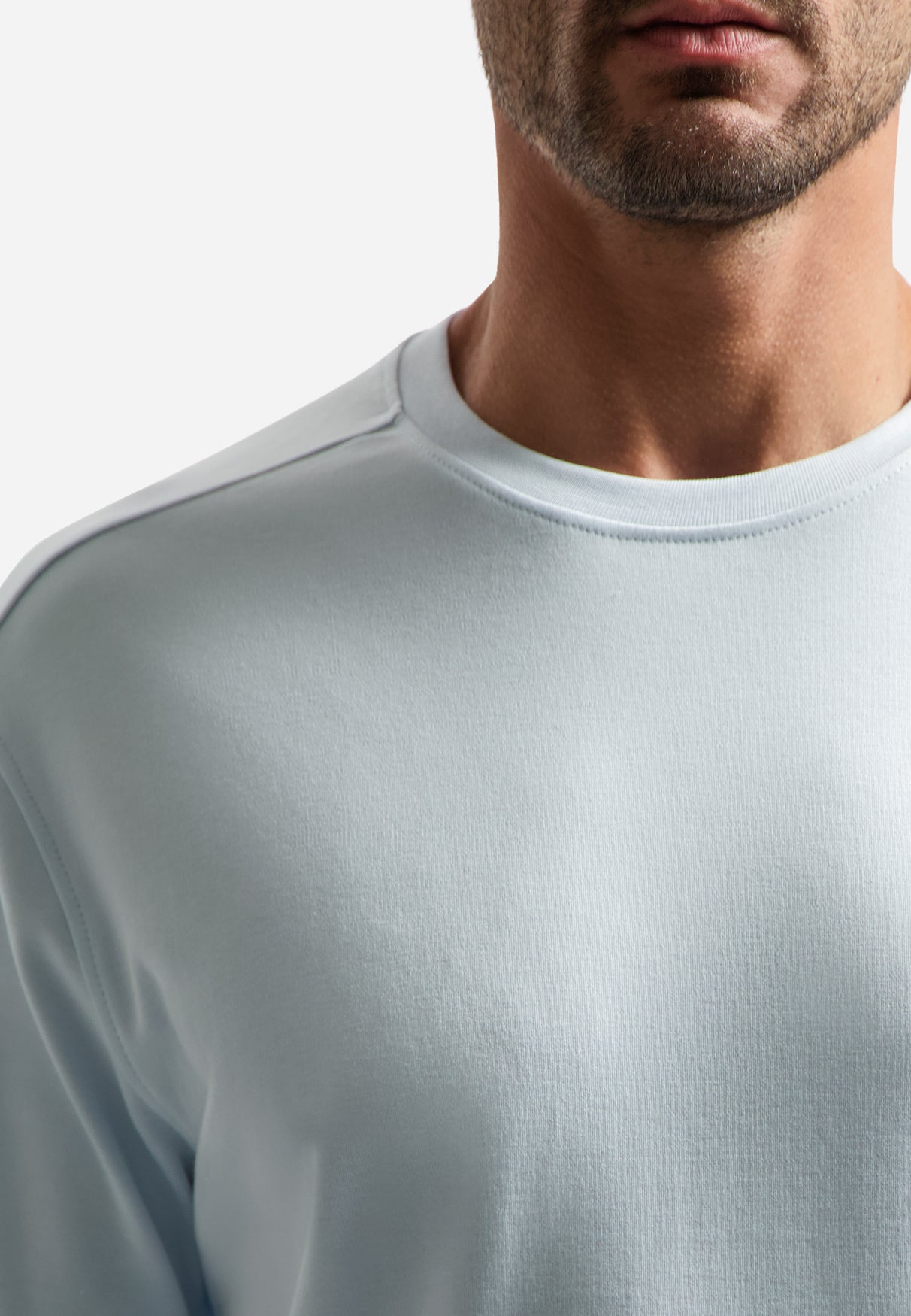 Interlock T-shirt with round neck. | Sky