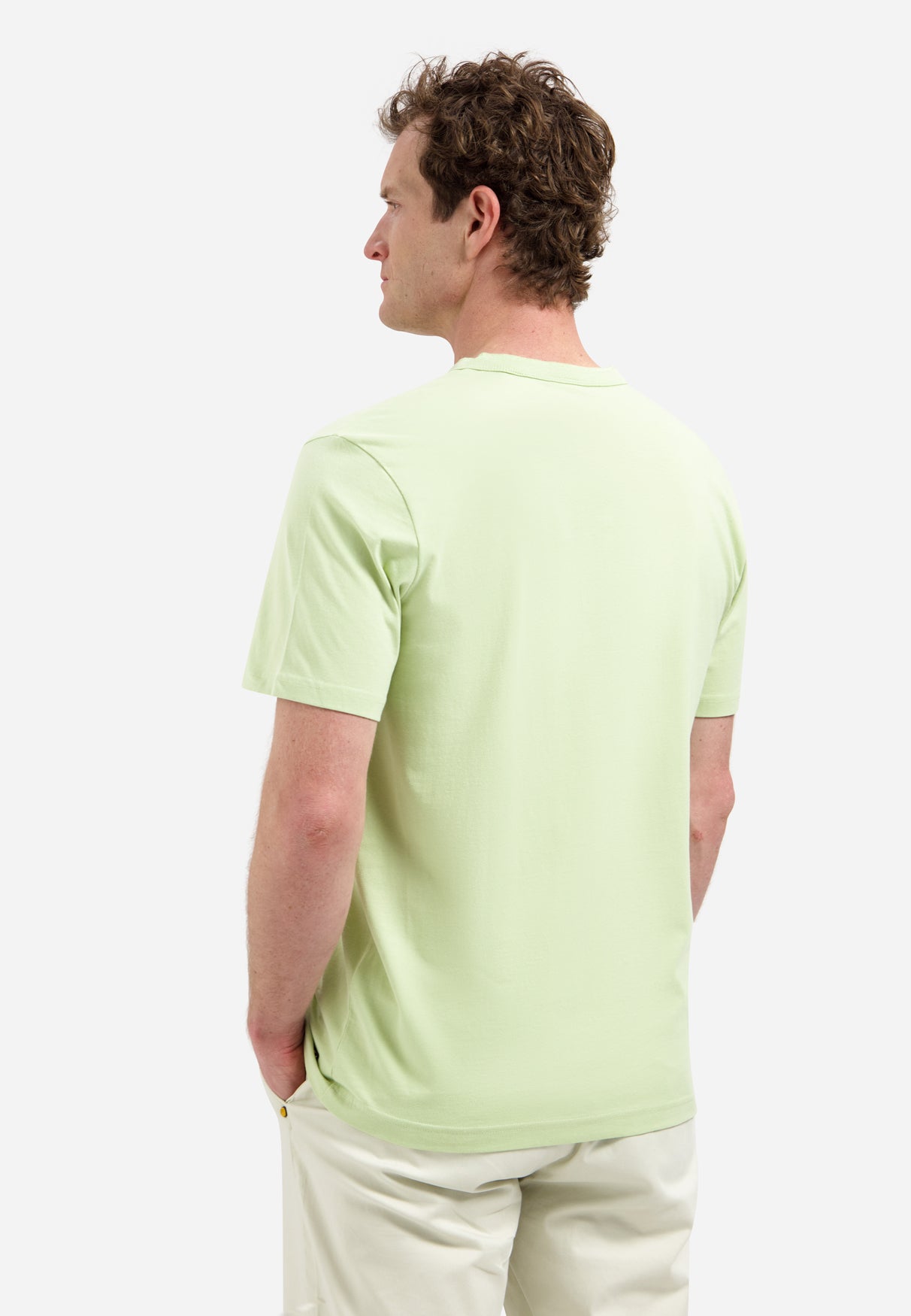 Melange T-shirt with button closure | Green