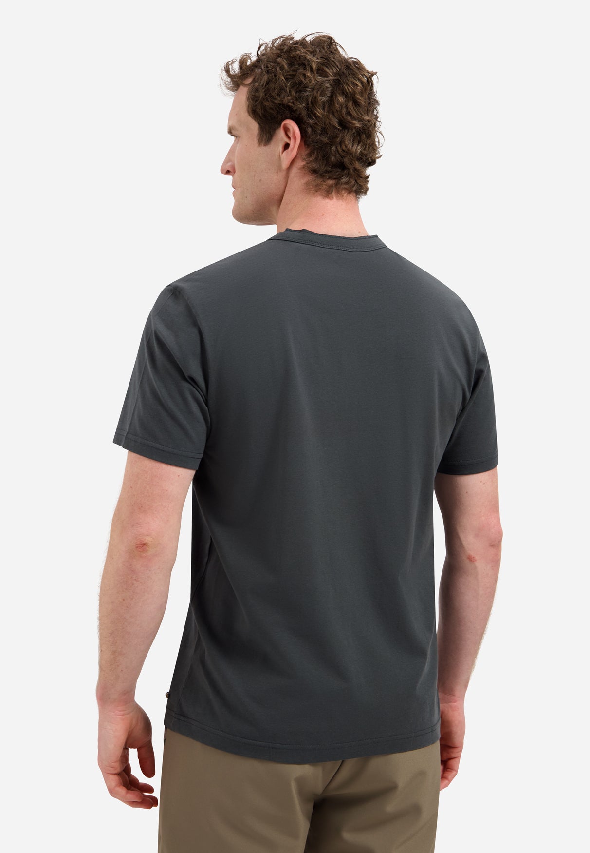 Melange T-shirt with button closure | Dark Steel