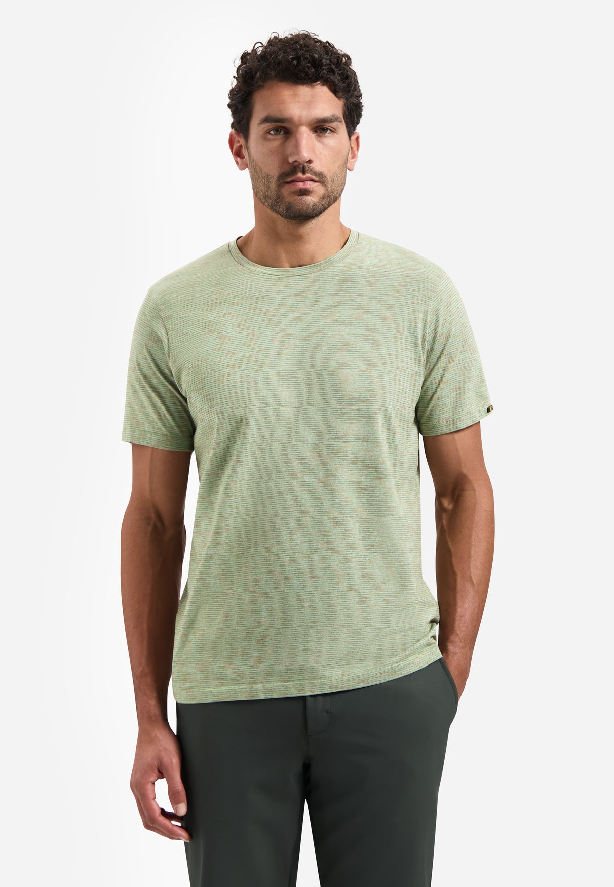 Striped T-shirt with round neck | Green