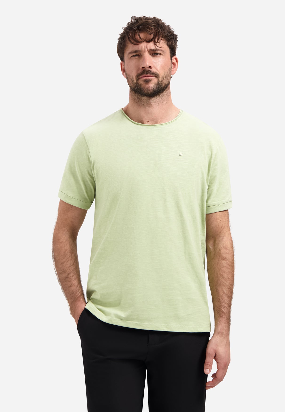 Slub T-shirt with round neck | Green