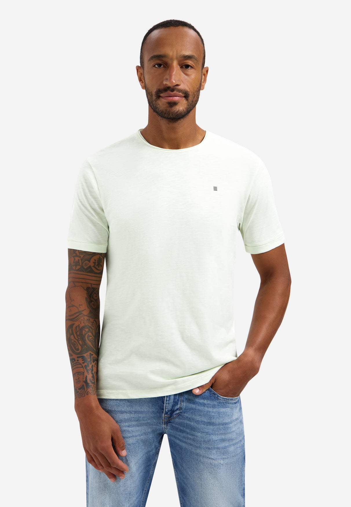 Slub T-shirt with round neck | Seagreen