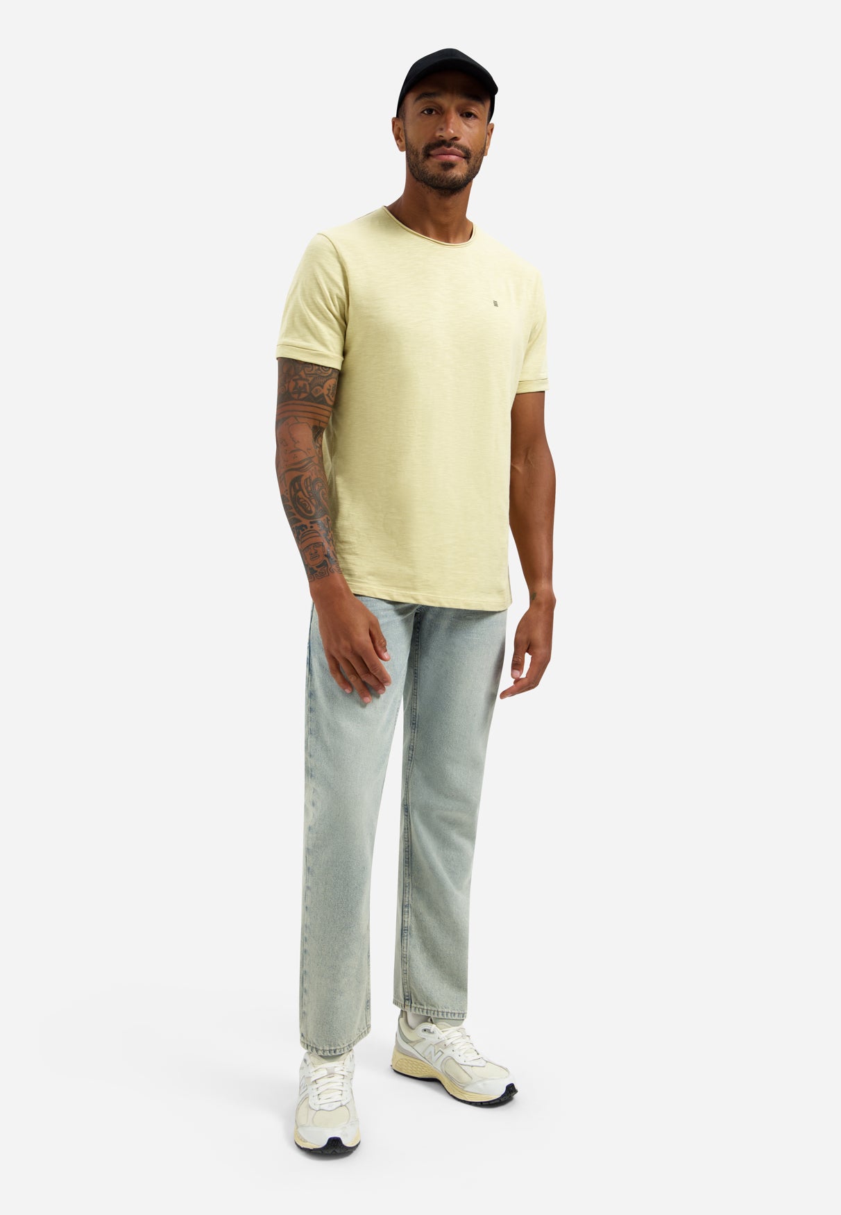 Slub T-shirt with round neck | Yellow