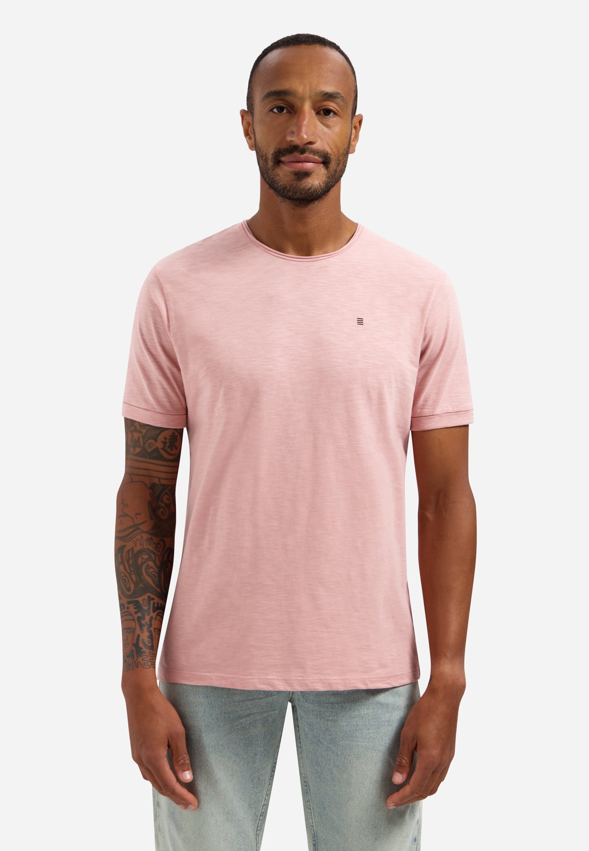 Slub T-shirt with round neck | Light Mauve