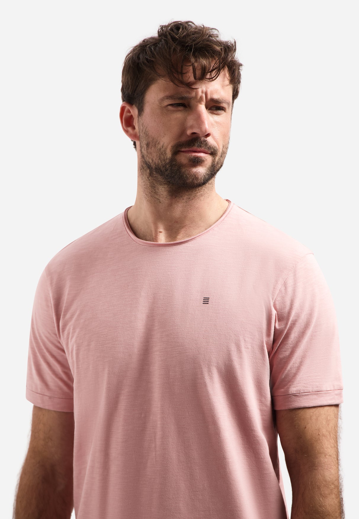 Slub T-shirt with round neck | Light Mauve