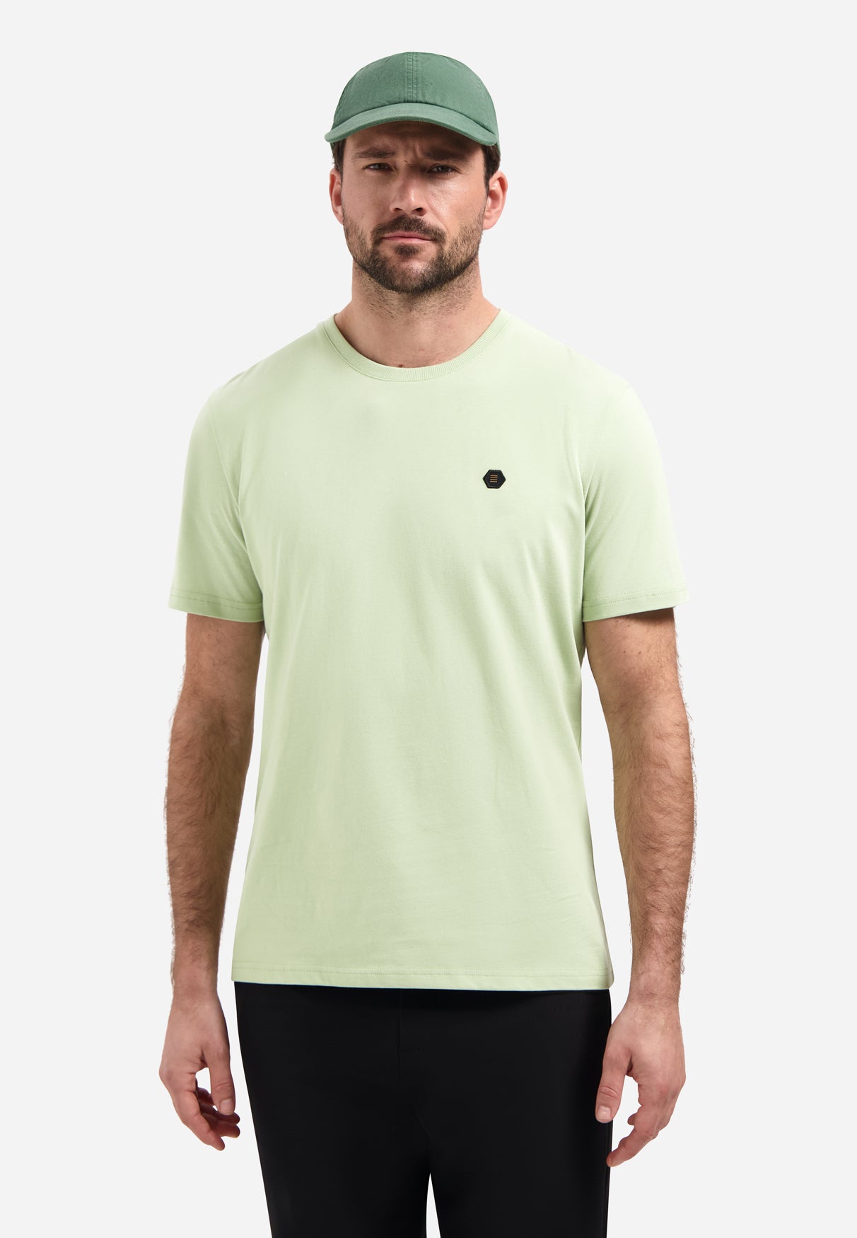 Peached T-shirt with round neck | Green