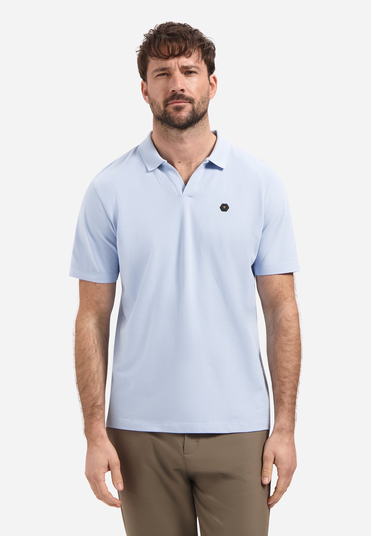 Basic polo shirt with V-neck | Blue