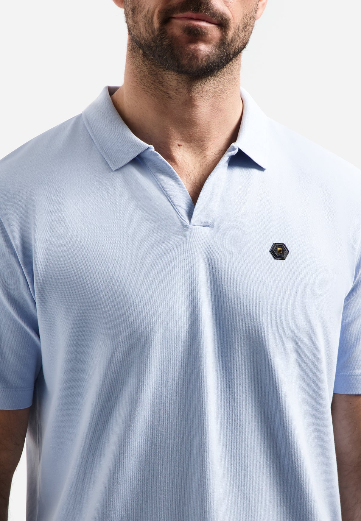 Basic polo shirt with V-neck | Blue
