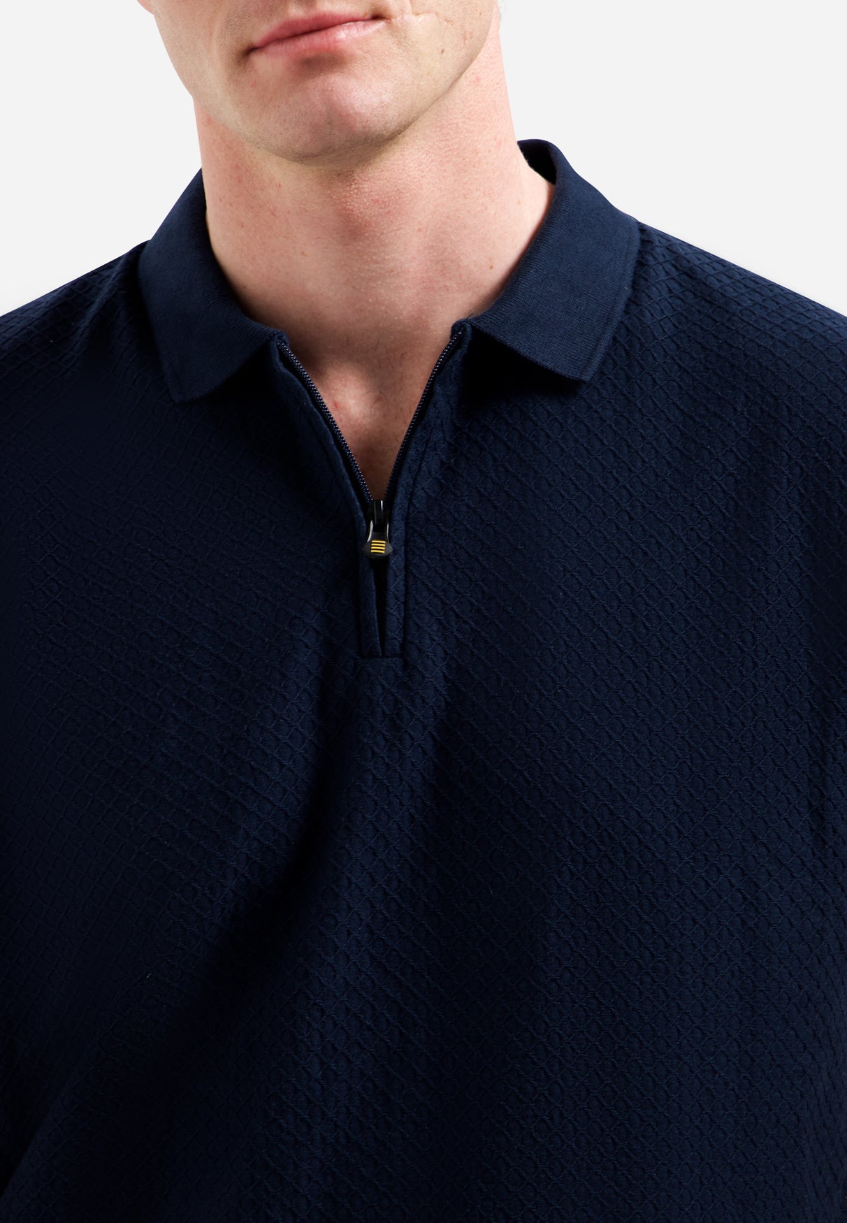 Jacquard polo shirt with a zipper | Night