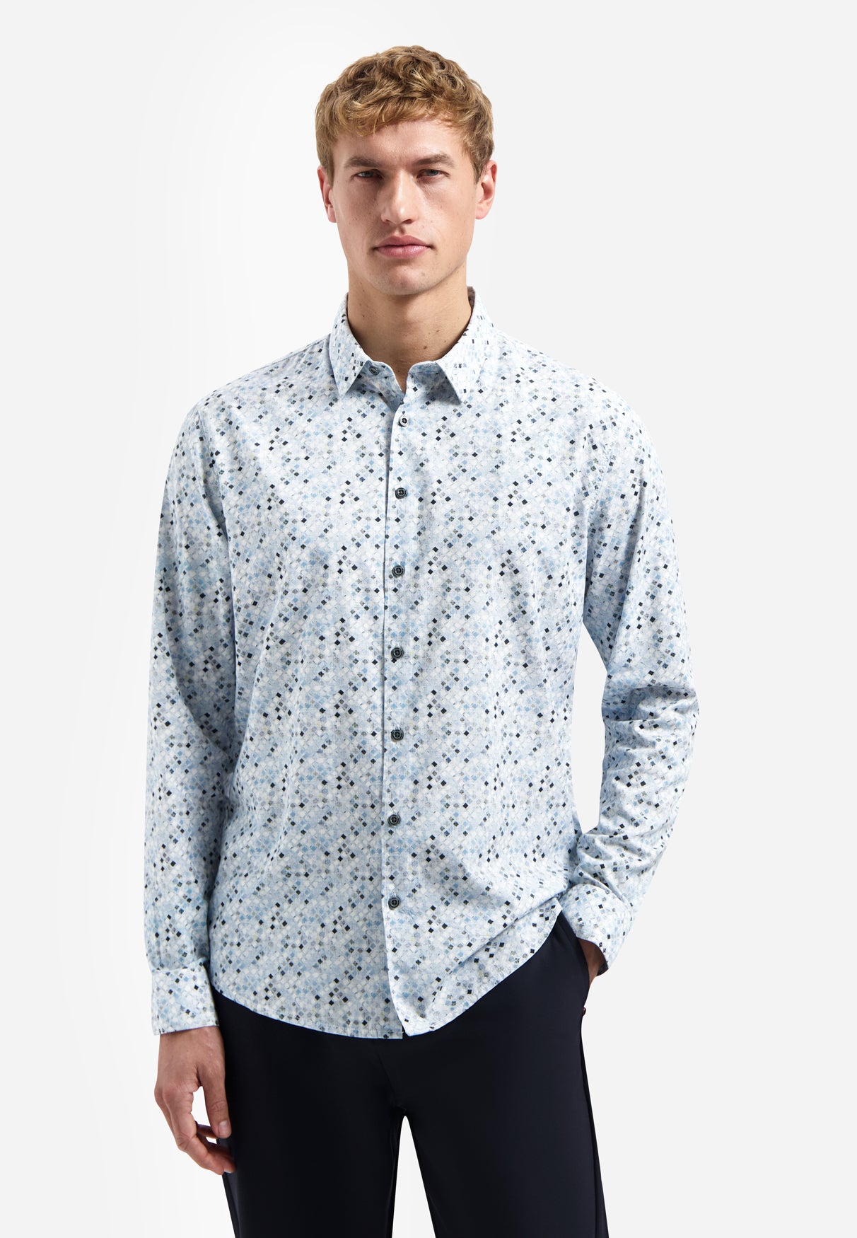 Shirt with microprint | Blue