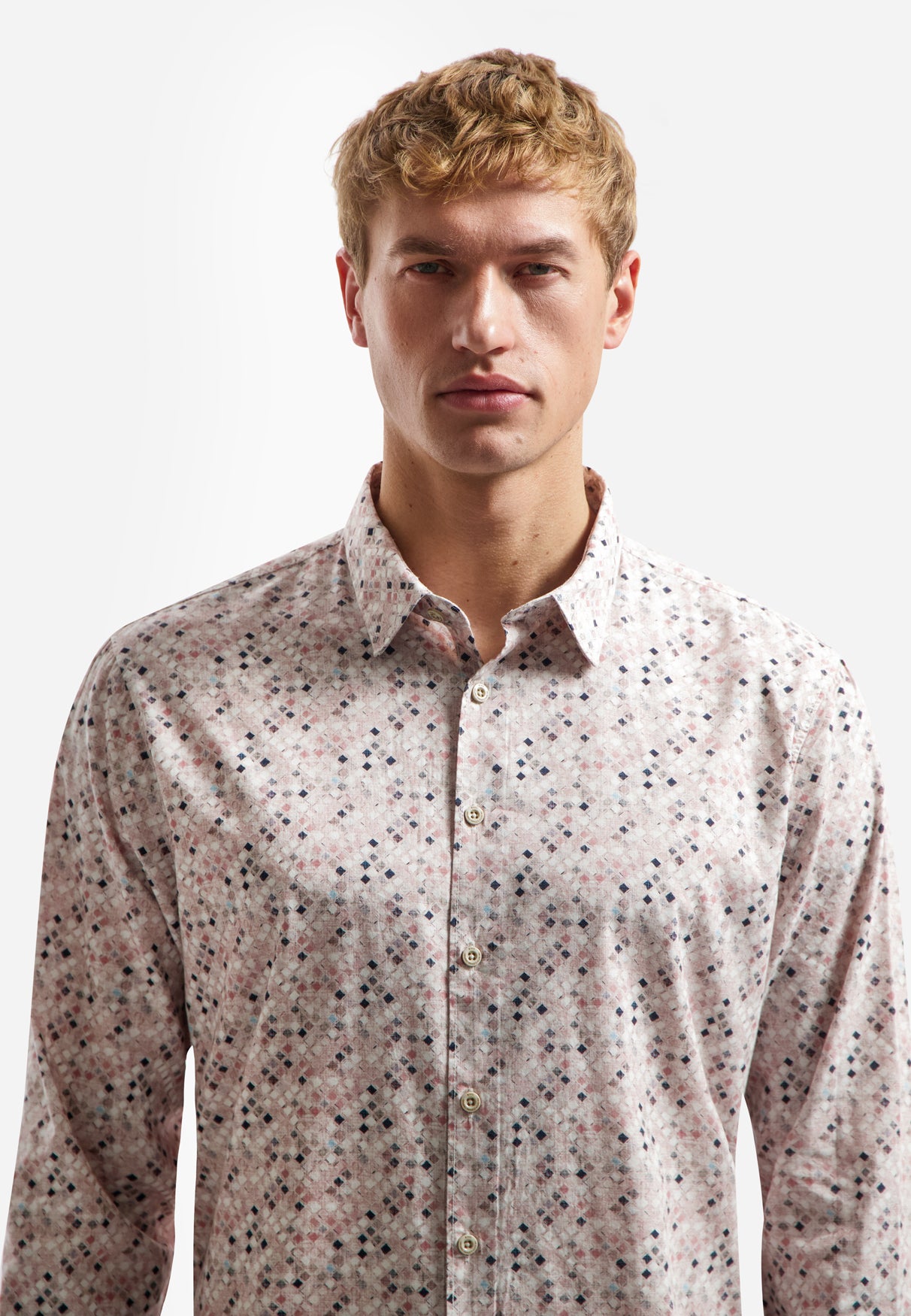 Shirt with microprint | Light Mauve