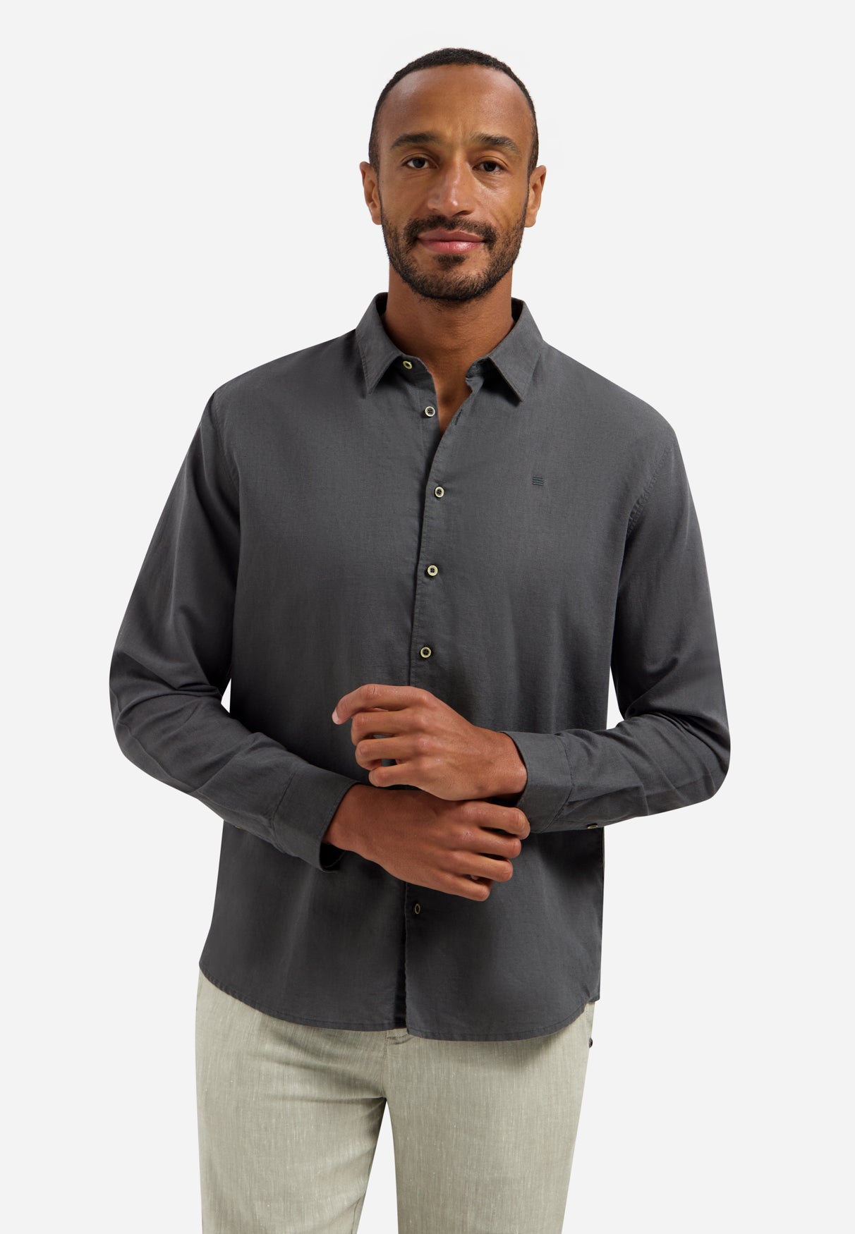 Linen blend shirt | Dark Steel