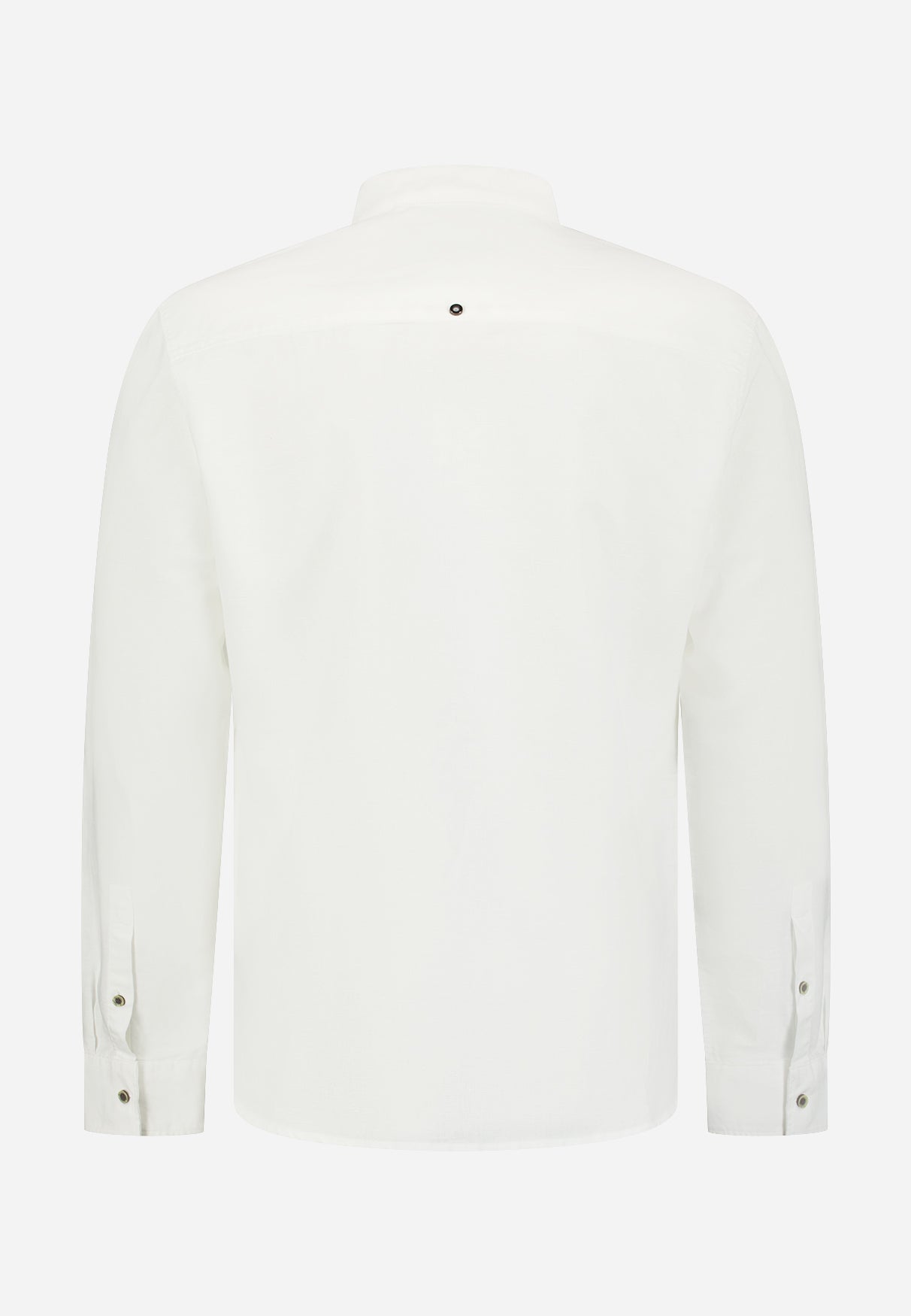 Linen-blend shirt with a stand-up collar | White