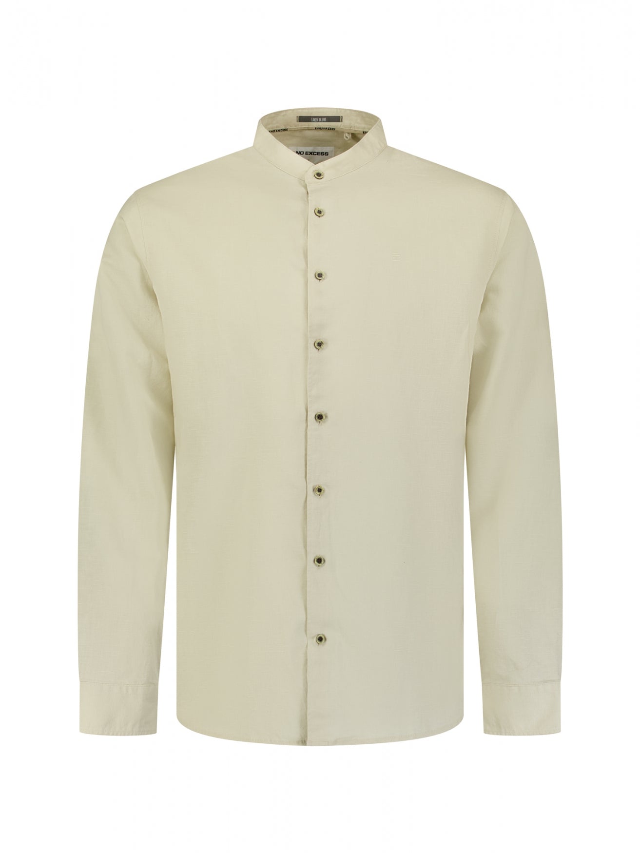 Linen-blend shirt with a stand-up collar | Desert
