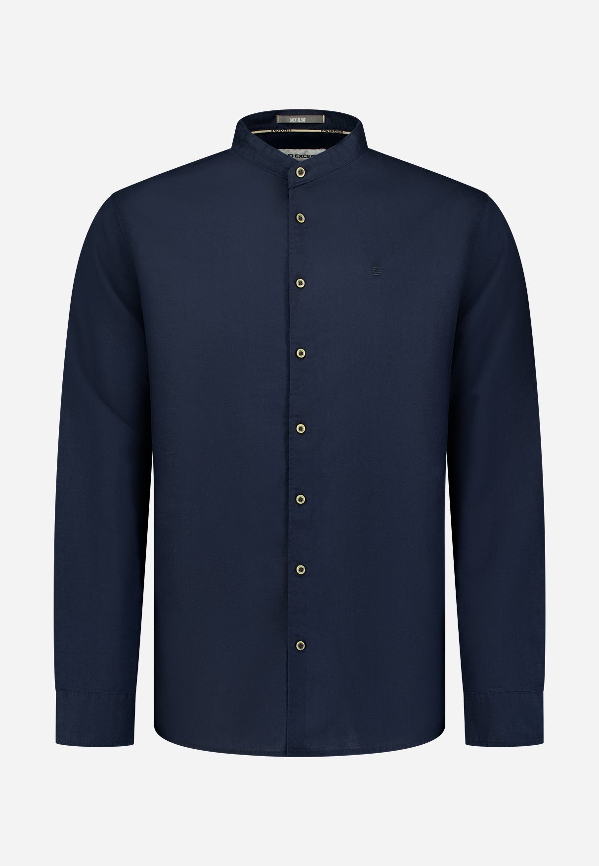 Linen-blend shirt with a stand-up collar | Night