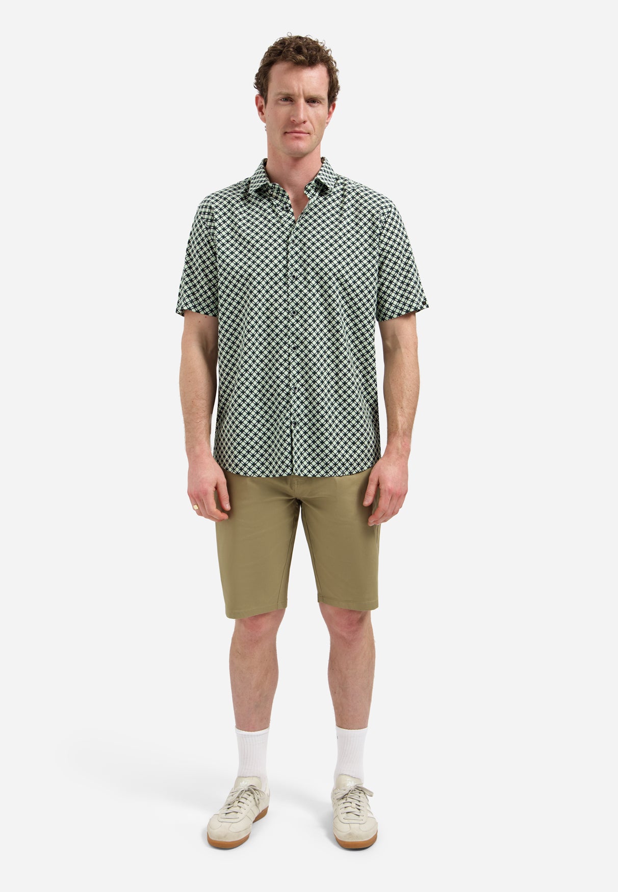 Stretch shirt with an all-over print | Green