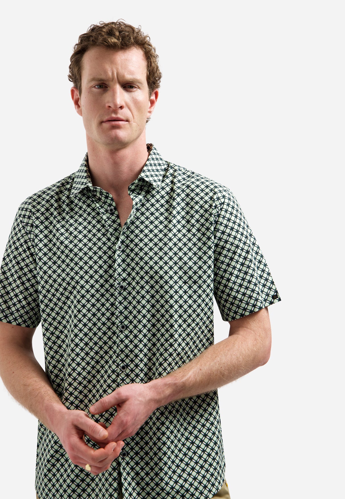 Stretch shirt with an all-over print | Green