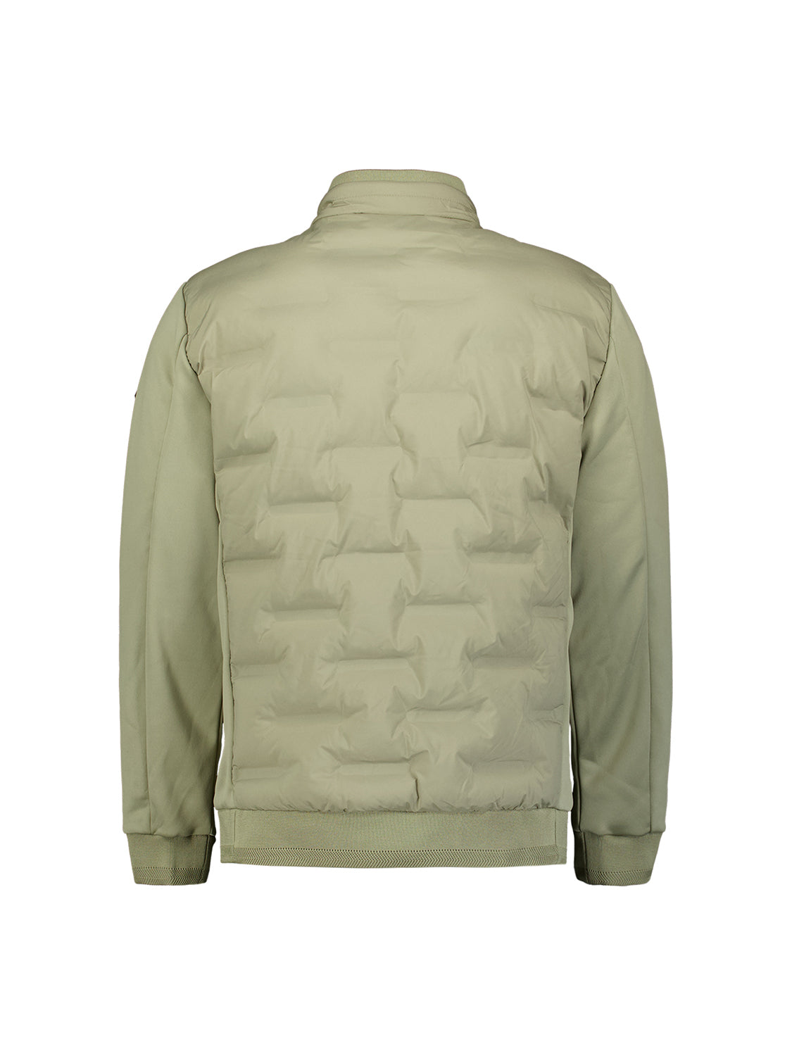 Short padded jacket with knit details | Light Army