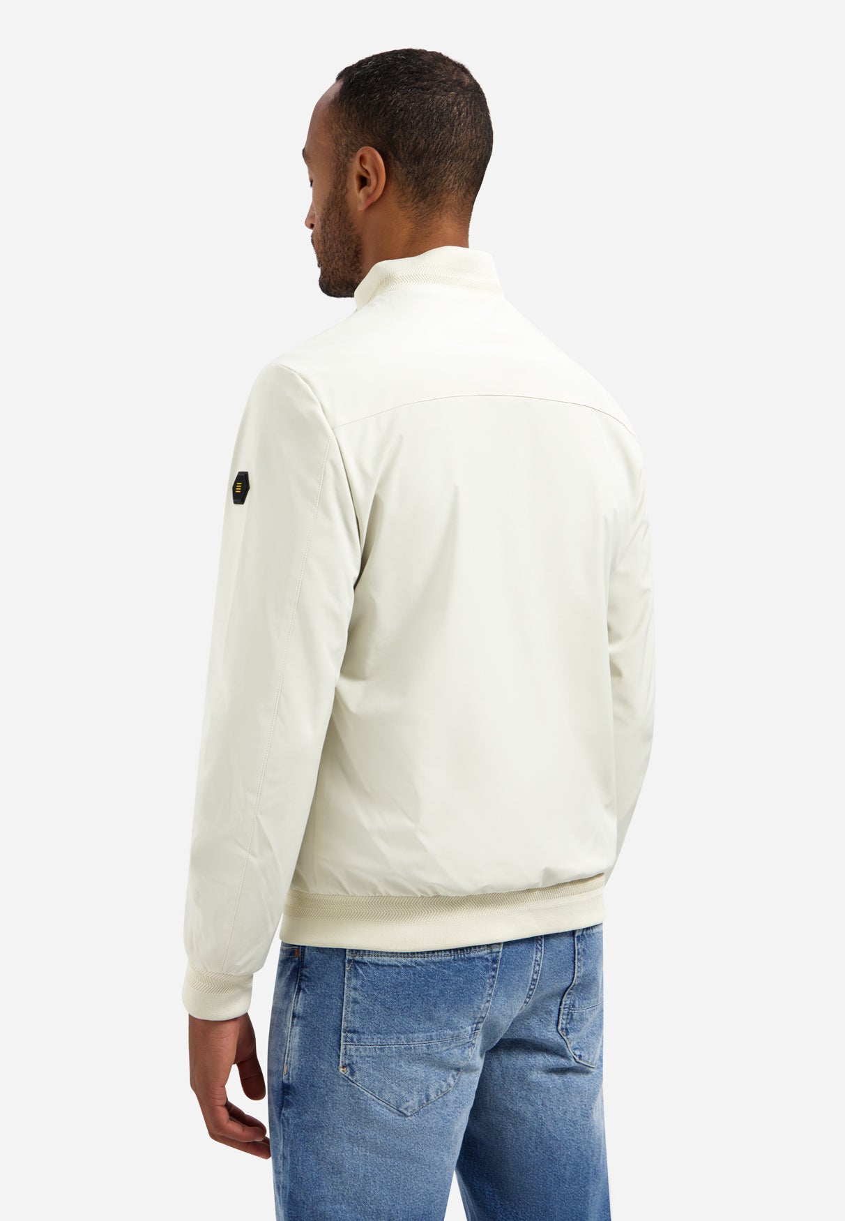 Summer jacket with ribbed collar | Stone
