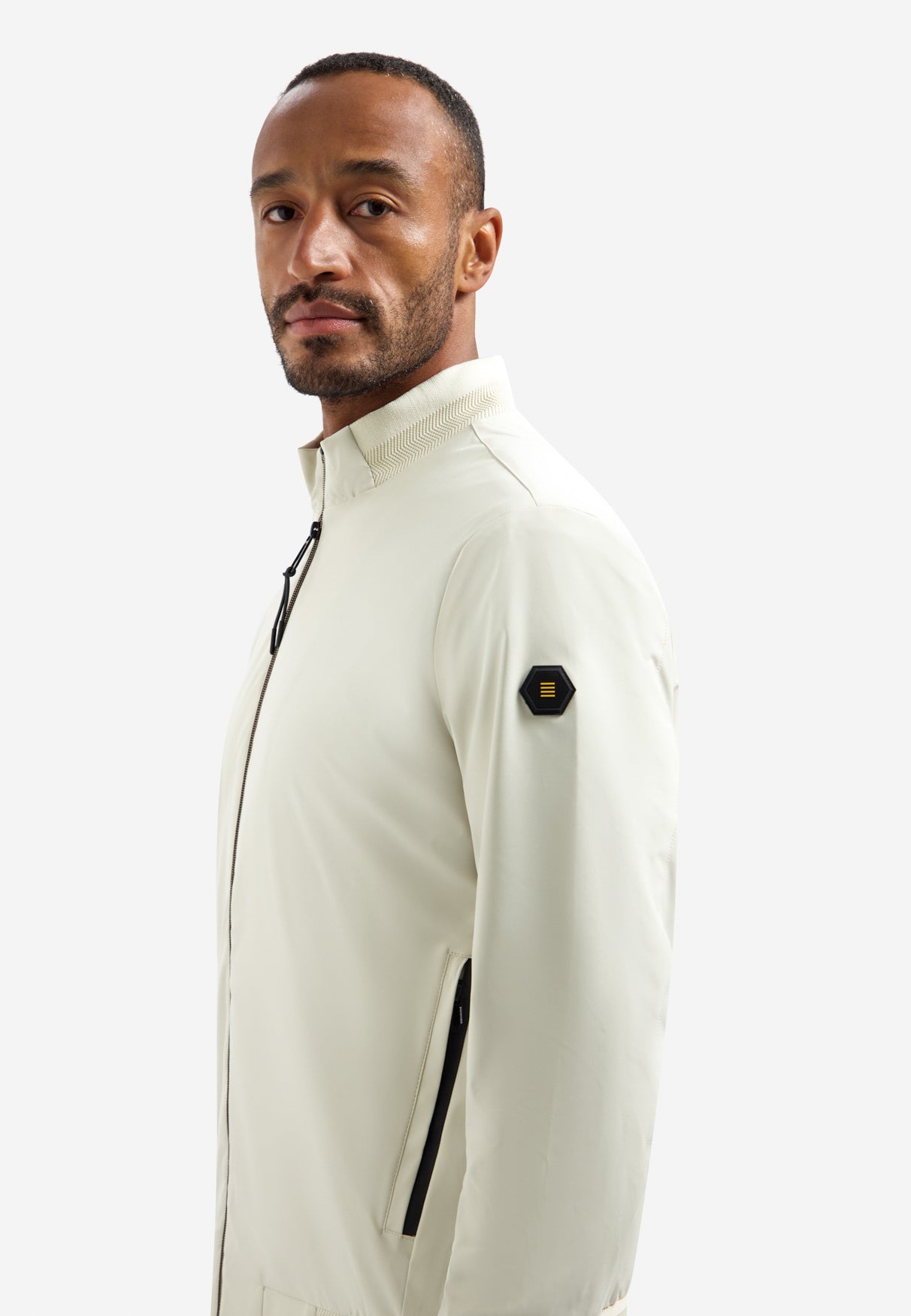 Summer jacket with ribbed collar | Stone