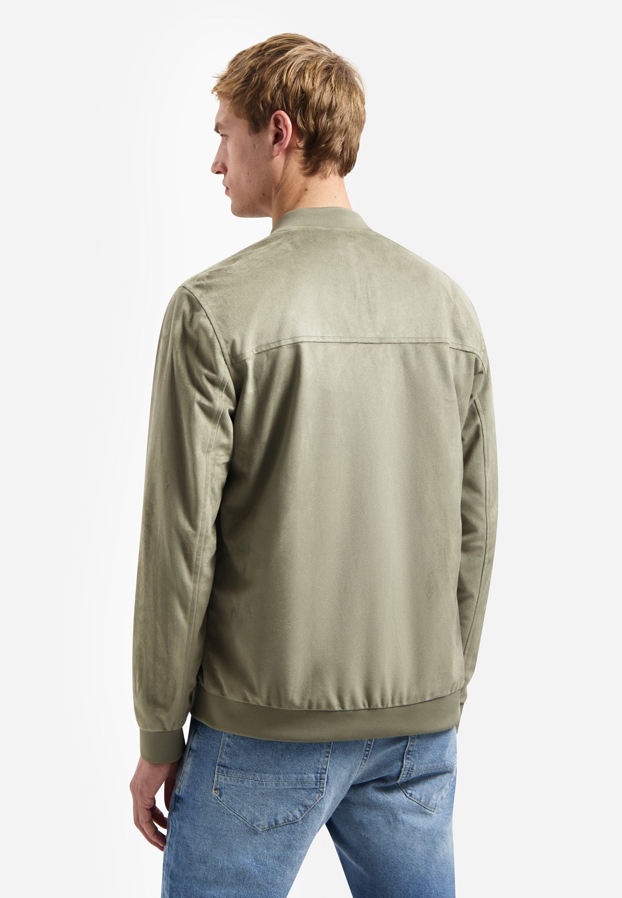 Suede-look bomber jacket | Light Moss