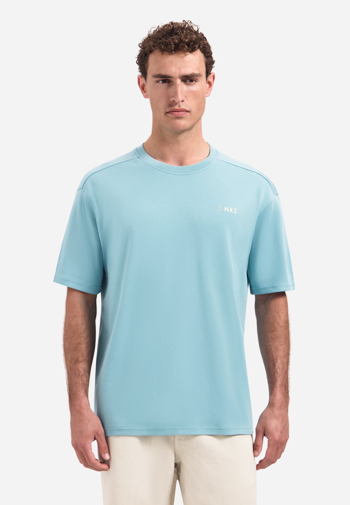 Short-sleeve crewneck T-shirt with back print | Seablue