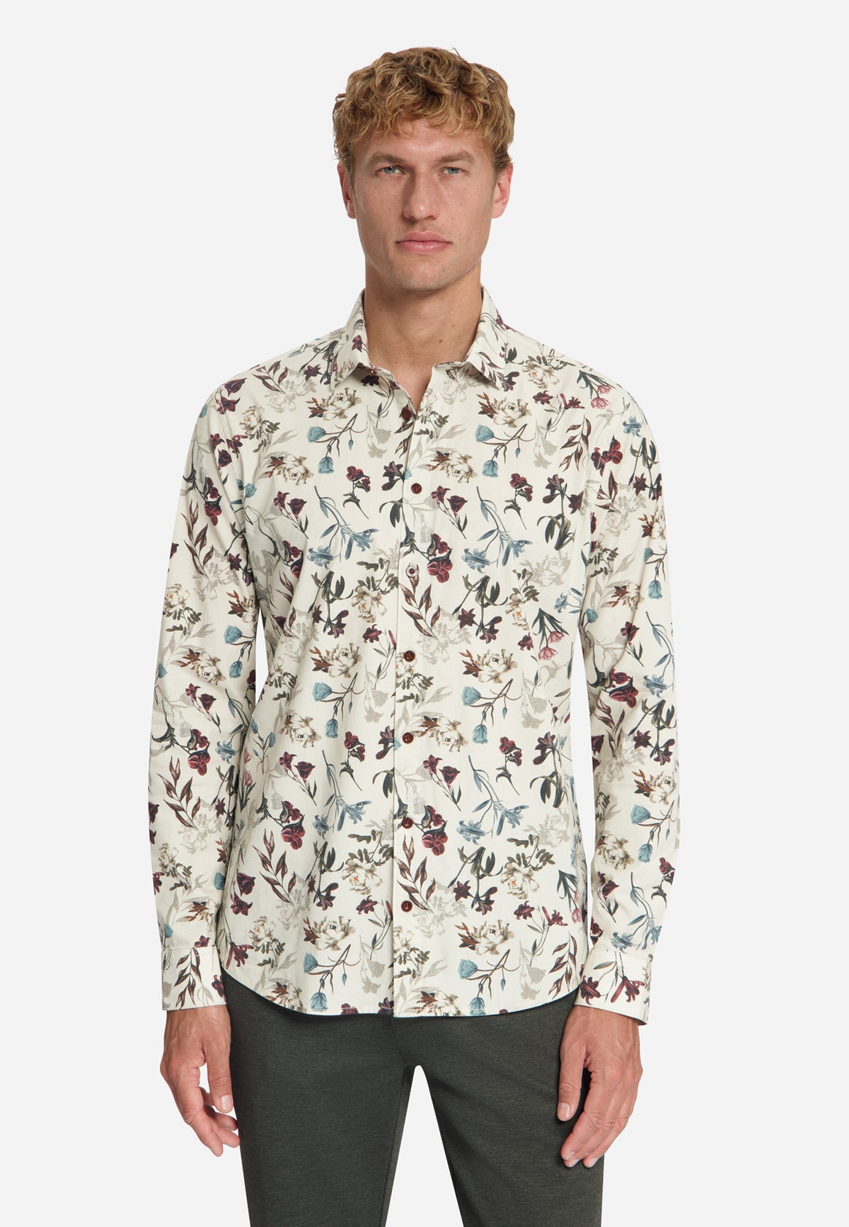 Printed stretch shirt | Stone