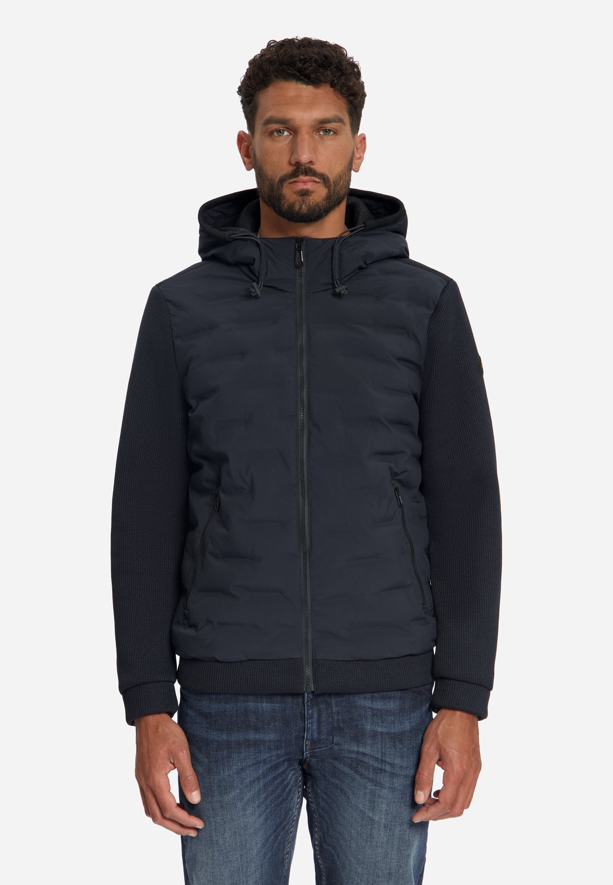 Knitted Padded Hooded Jacket | Dark Night