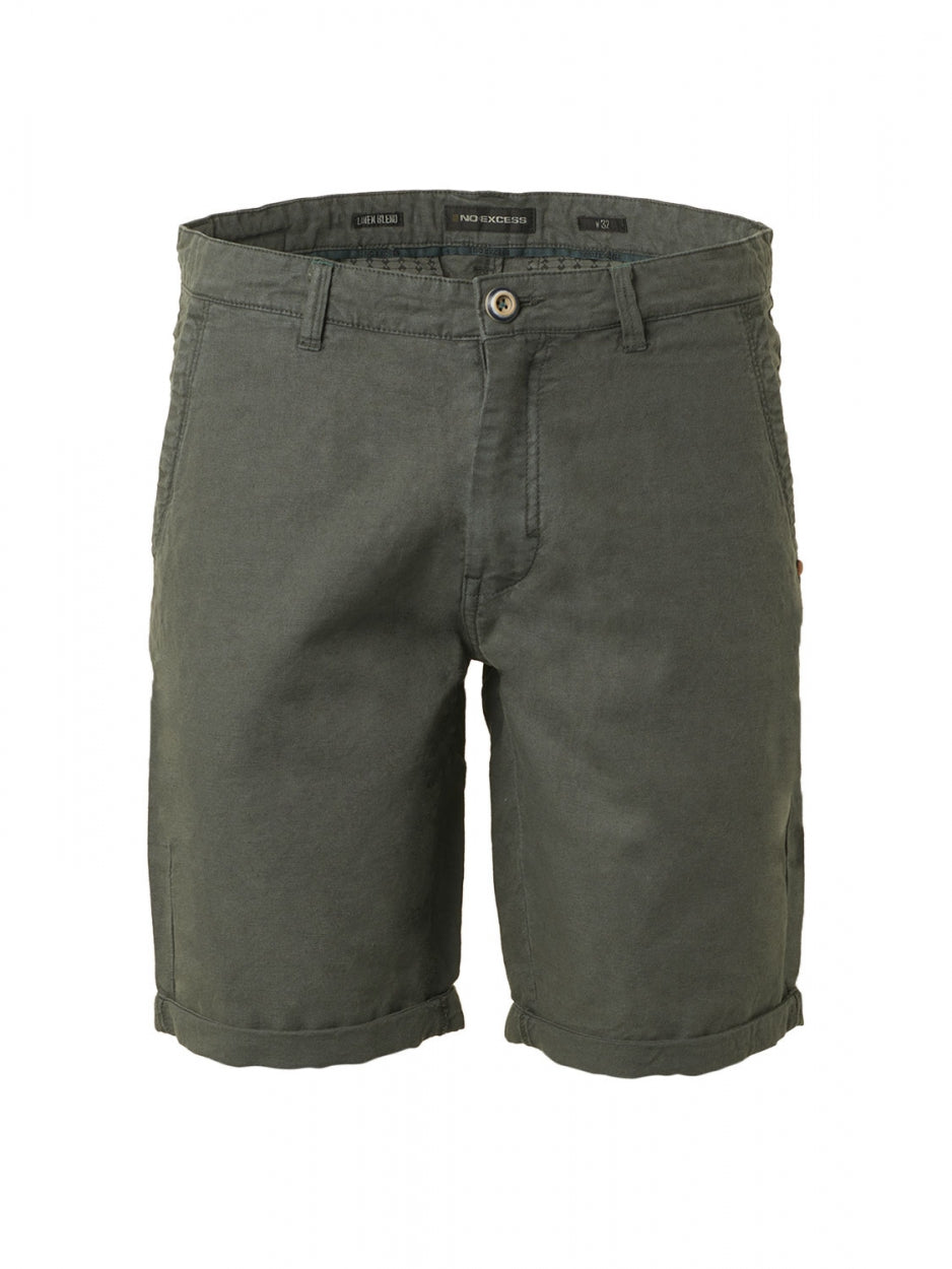 Short With Linen Garment Dyed Chino | Dark Seagreen