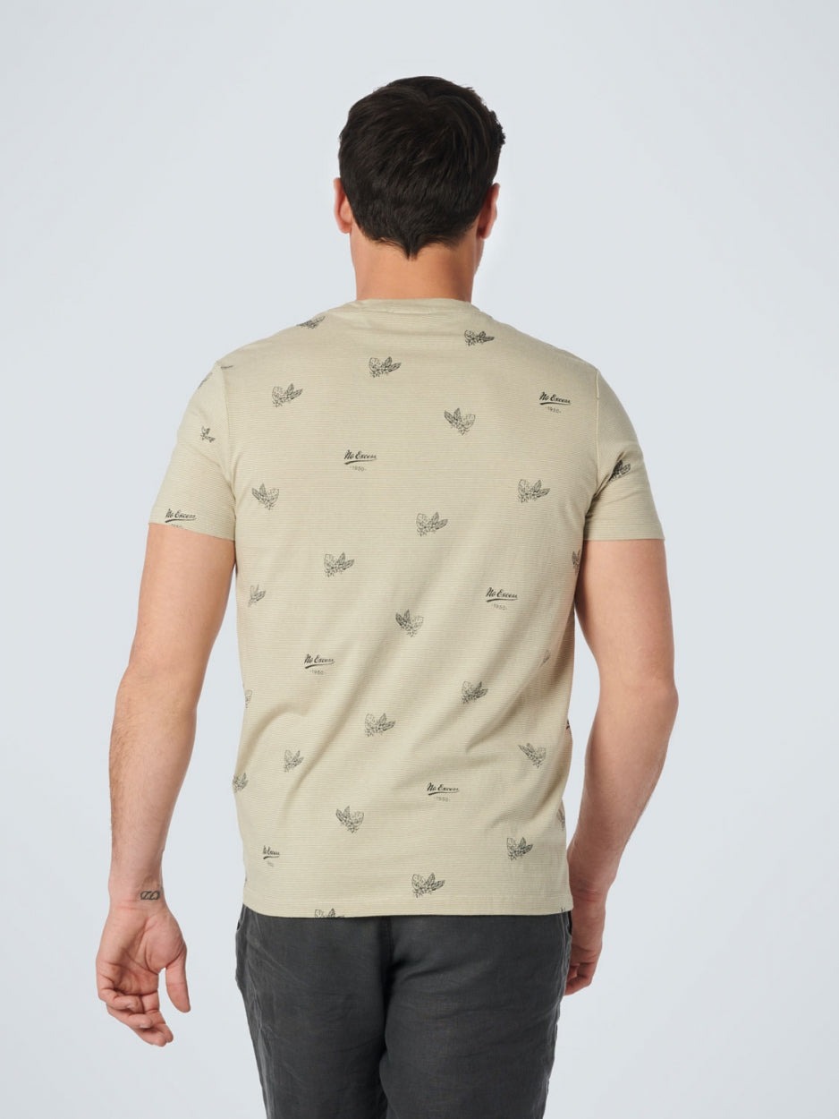 T-Shirt Crewneck Allover Printed 3 Colour Stripe | Light Army